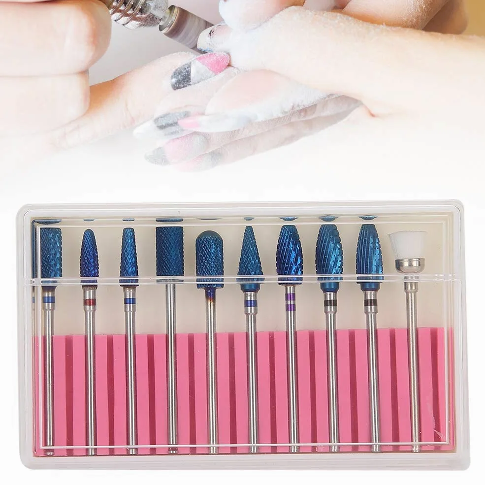 10pcs Fresa per Unghie Professionale, Cuticole Remover Set di Punte per Smerigliatura di Nail Art per Unghie Morte Rimozione Punte Trapano per Unghie Levigatura Set di Punte per Lucidatura Set