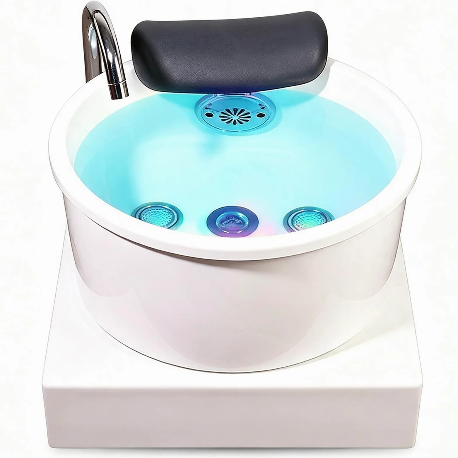 Massaggiatore Termale Piedi D'acqua, Vasca Piedi Rotonda Con 7 Luci LED | Design Ad Alta Capacità, Design Acrilico Monopezzo, Design Del Tappetino In PU