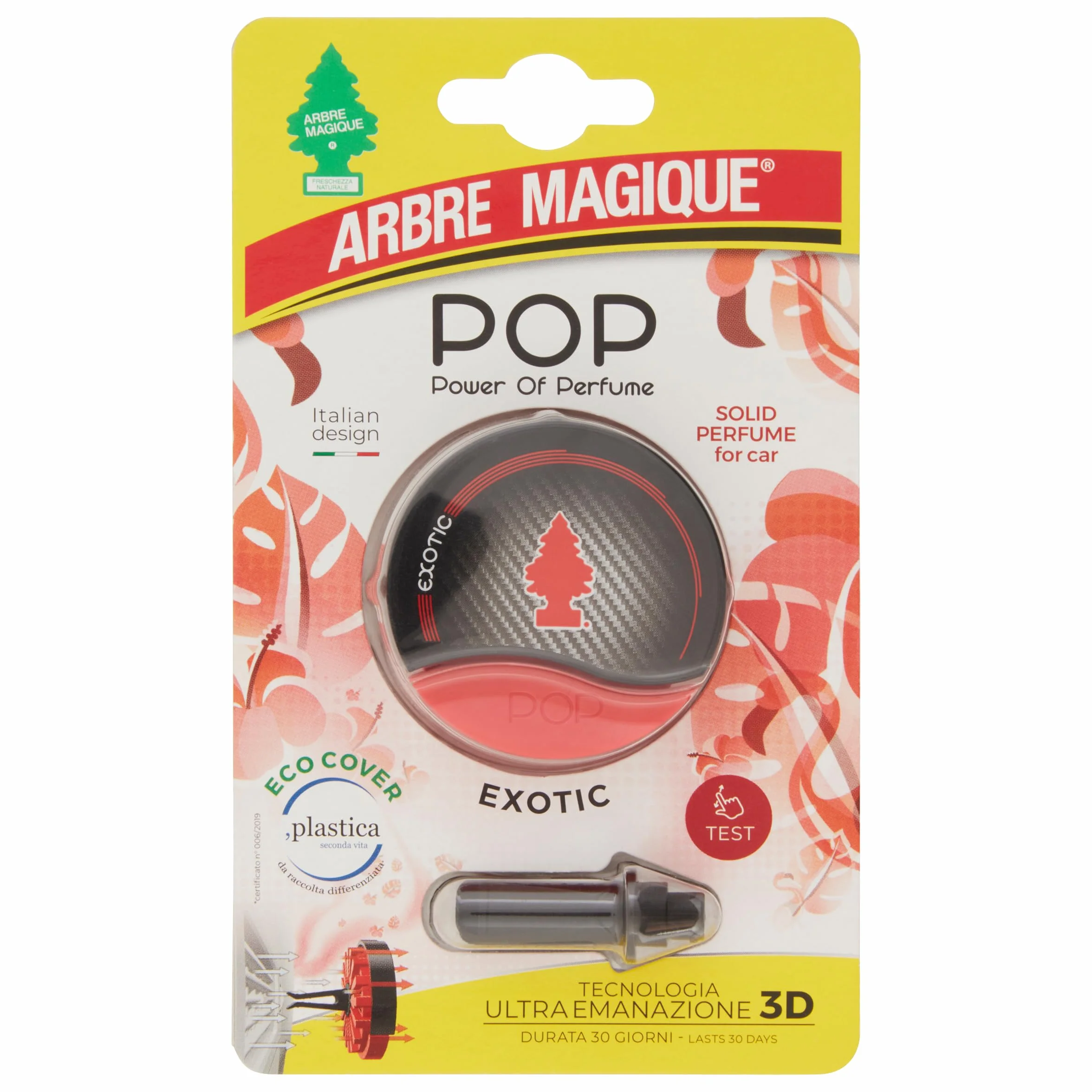 Arbre Magico POP Profumatore Auto Solido Fragranza Exotic Durata 30 Giorni Design Italiano 1 Pezzo