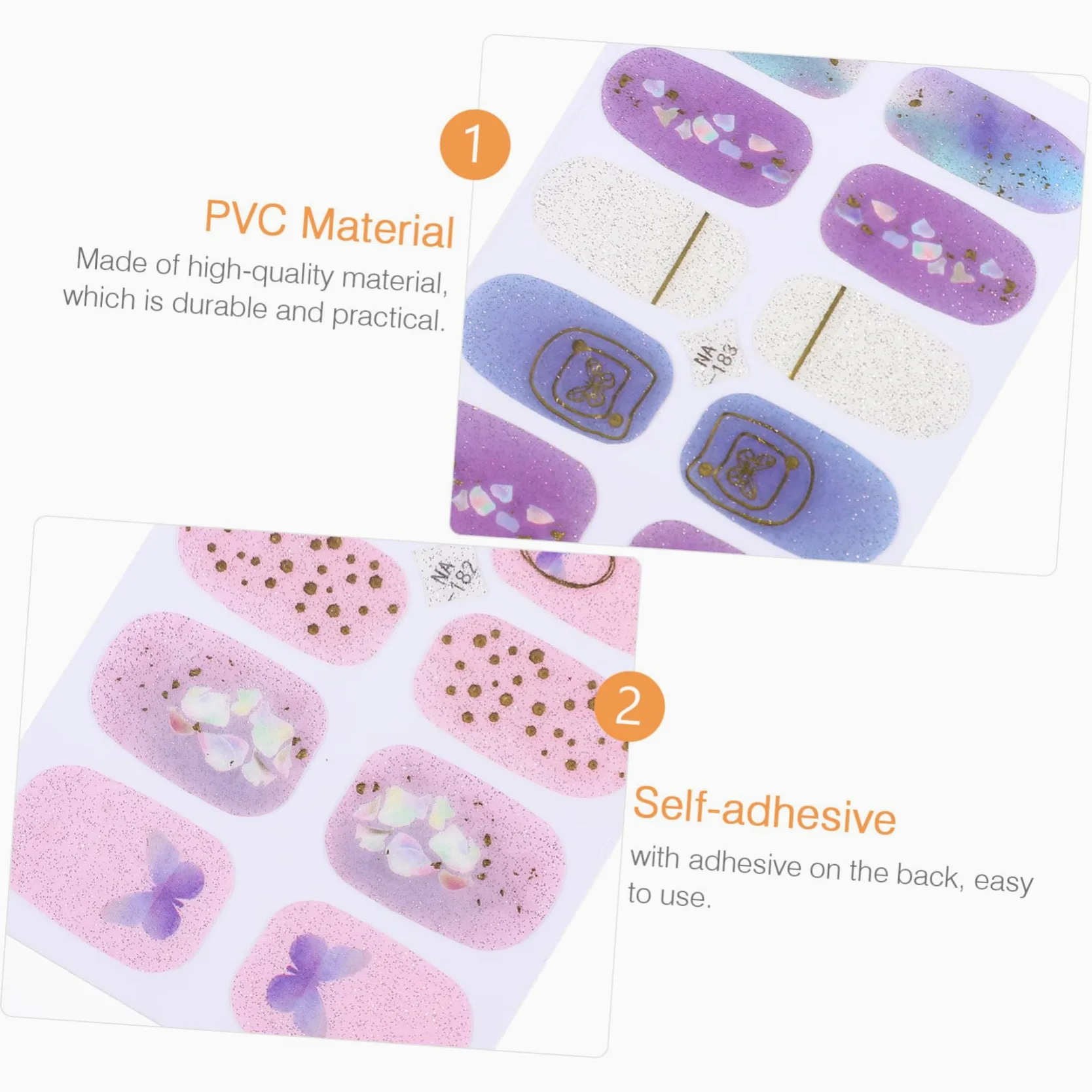 4 Set Adesivi per Unghie per Decorazione Manicure Stickers Autoadesivi per Nail Art per Feste e Speciali Personalizzabili e Facili Applicare
