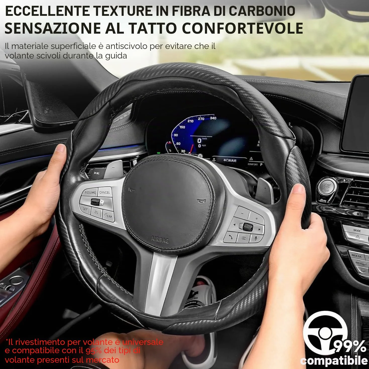 Coprivolante in Fibra di Carbonio Antiscivolo Universale 3 Pezzi