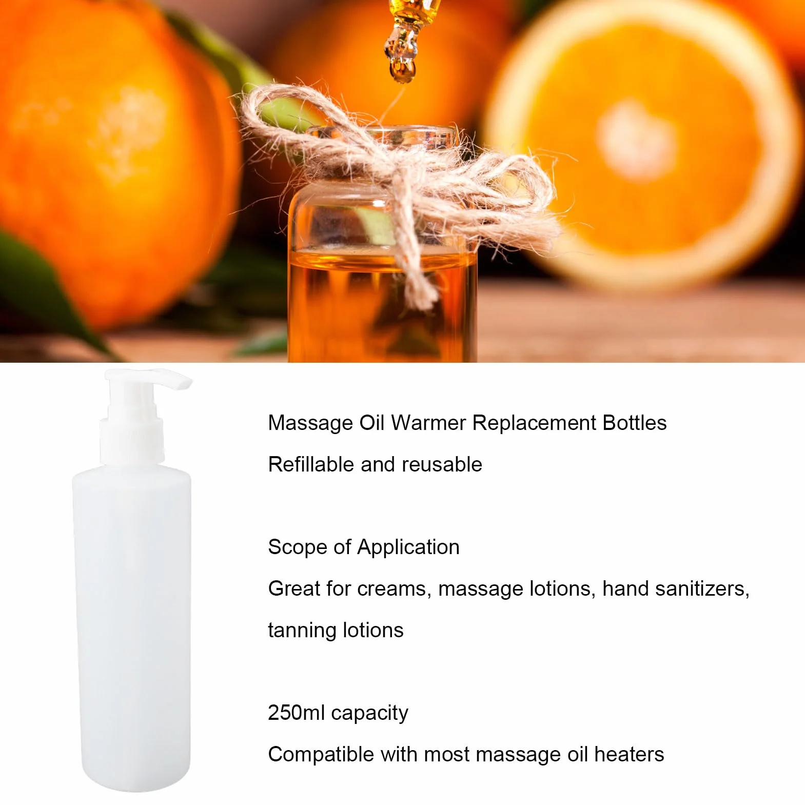 Flacone di Ricambio per Scaldaolio da Massaggio 2 Pezzi, Flaconi per Pompa per Shampoo Ricaricabili da 250 Ml, Dispenser per Flaconi a Pompa Vuoti per Riscaldatore per Lozioni