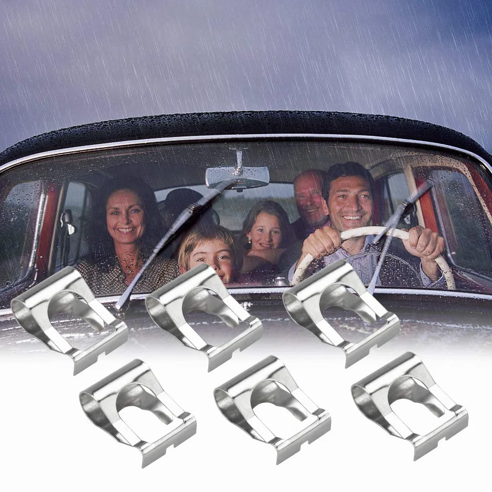 KBNIAN 6 Pezzi Clip Tergicristallo Punto Ricambio Giunto Motorino Tergicristalli Kit Riparazione Collegamento Argento