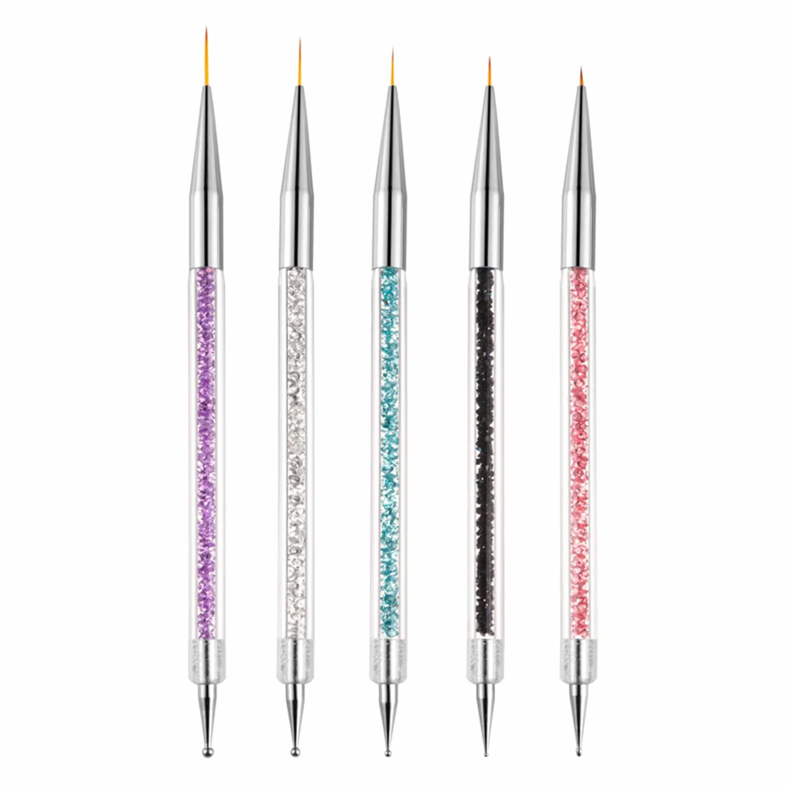Sularpek 5 Pezzi Pennelli per Unghie, Pennelli Unghie Doppia Testa, Brush per Nail Art Penne dotter, Liner Pittura Pennello Set per DIY Disegno Decorazioni
