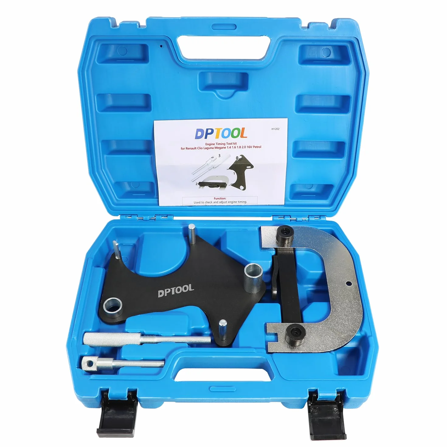 DPTOOL Strumenti di bloccaggio della fasatura del Motore dell'albero a camme Compatibile con i Codici Renault Clio Laguna Megane 1.4 1.6 1.8 2.0 16V Motore a Benzina K4J K4M F4P F4R