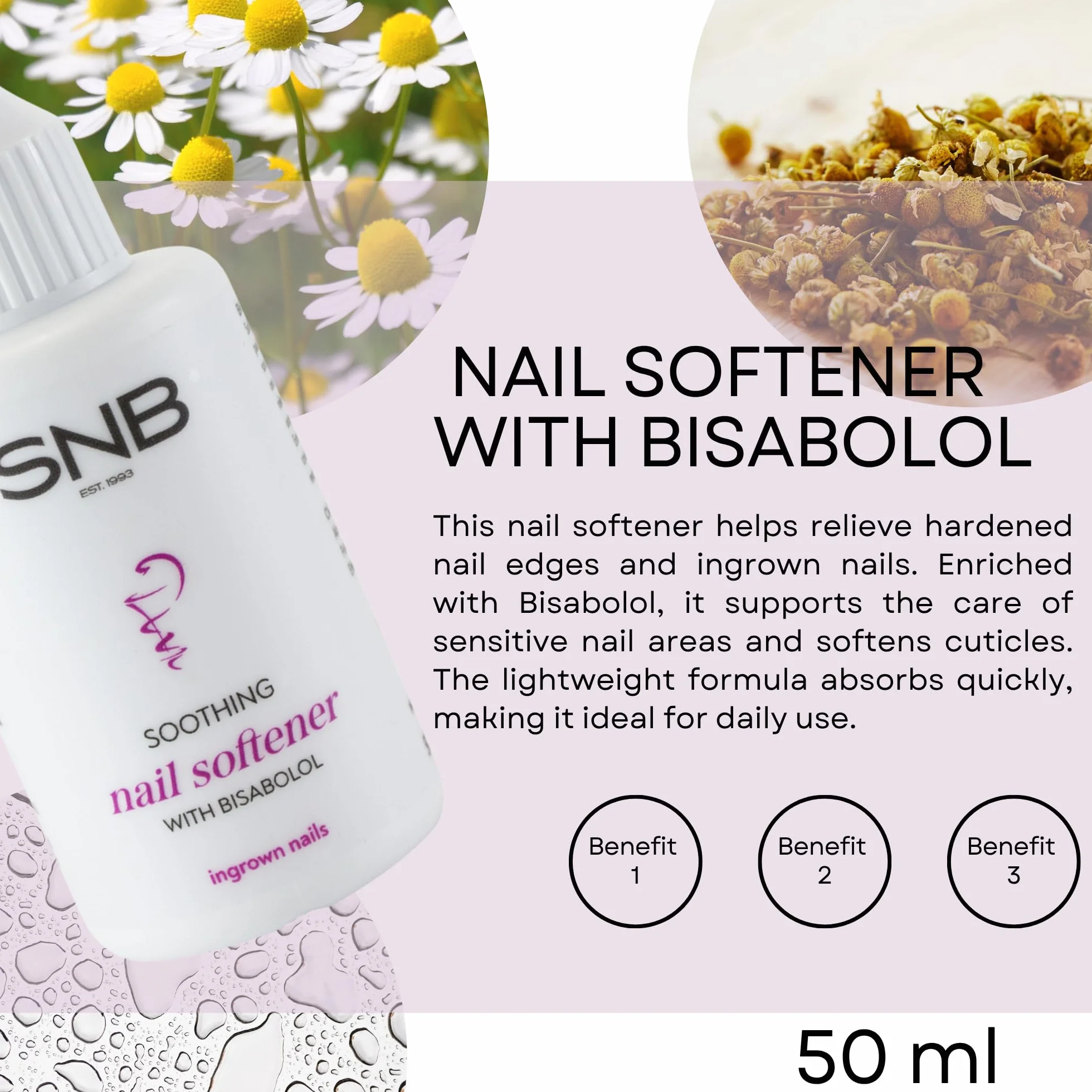 SNB Professional - Addolcitore per unghie con bisabololo, 50 ml, cura efficace dei denti delle unghie e dei bordi delle unghie induriti, ammorbidente per cuticole e piastre per unghie, cura