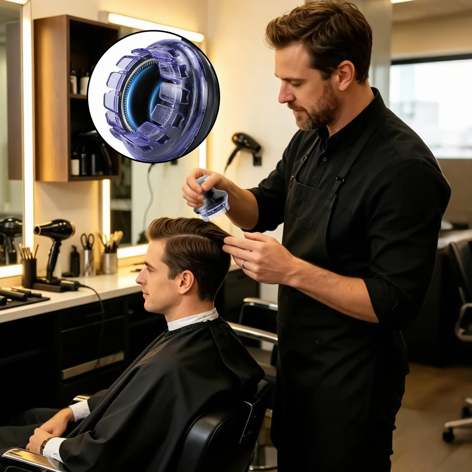 Regolabarba Per Uomo Kit Tagliacapelli Automatico Con Display LED | Kit Taglio Capelli Elettrico Senza Fili per uomo famiglia ragazzi fidanzato padre casa salone all'aperto viaggio interno