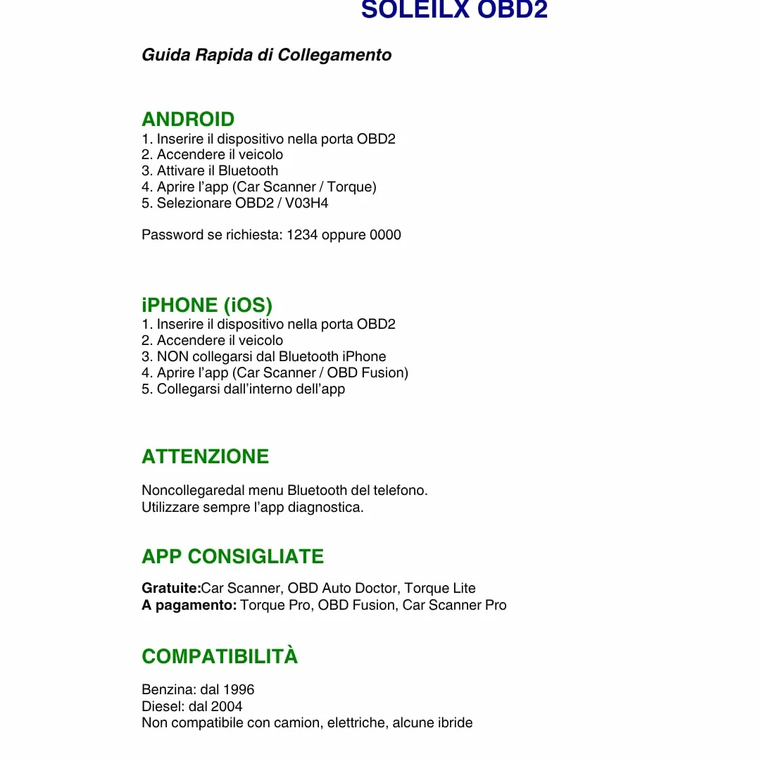 OBD2 Bluetooth Scanner Diagnostico Auto Multimarca Lettore per Diagnosi Veicoli Compatibile iOS Android Windows