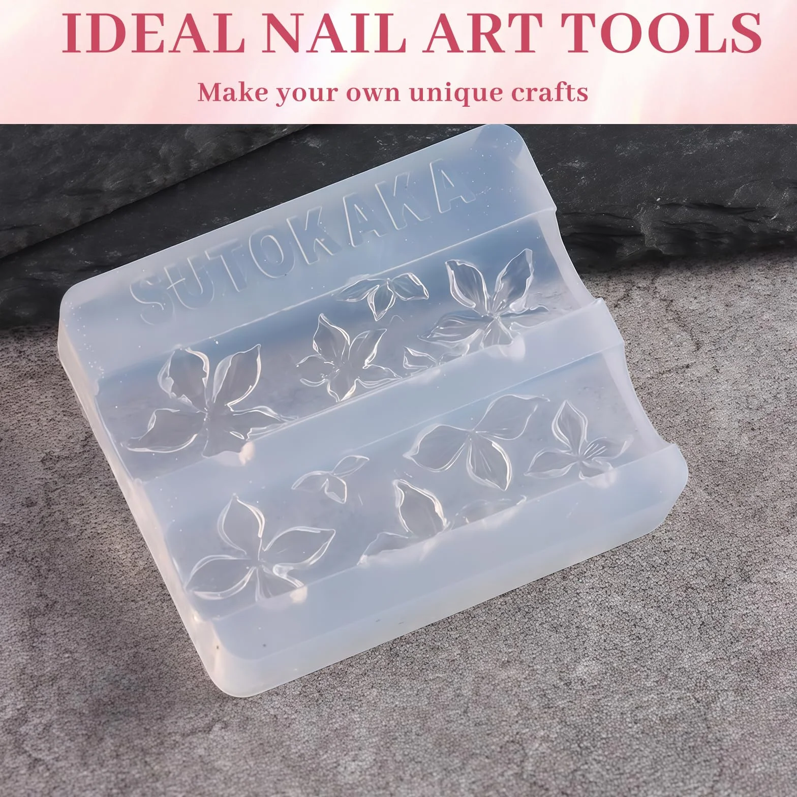 Nails Mold, Stampo per Unghie per Nail Art con Forma in Silicone a Fiori, 3D Gel Nail Art Stampo per Accessori DIY Manicure