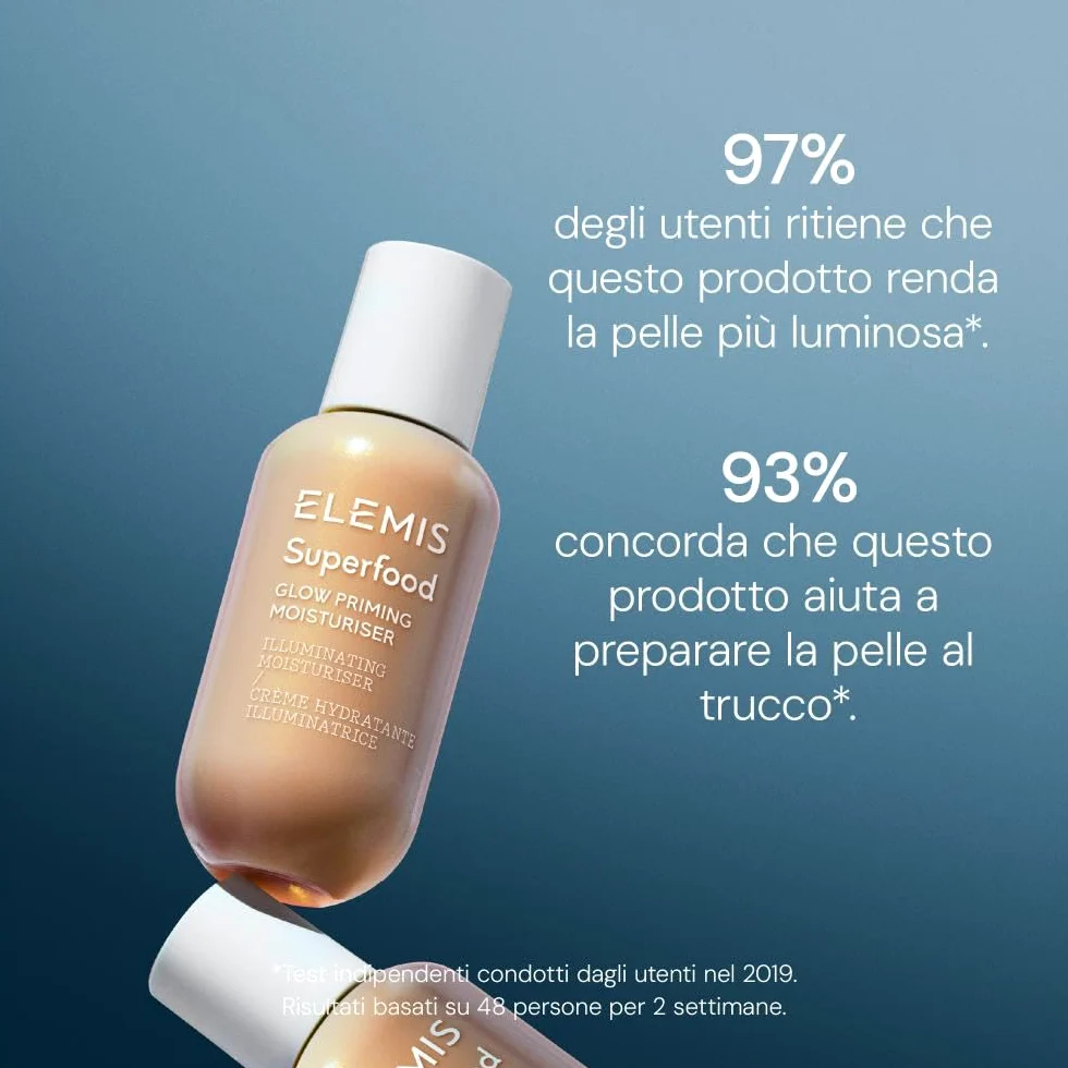 ELEMIS Superfood Glow Priming, Crema Viso Colorata Illuminante 60ml | Crema idratante colorata clinicamente testata con kombucha e microminerali che leviga e illumina l’incarnato