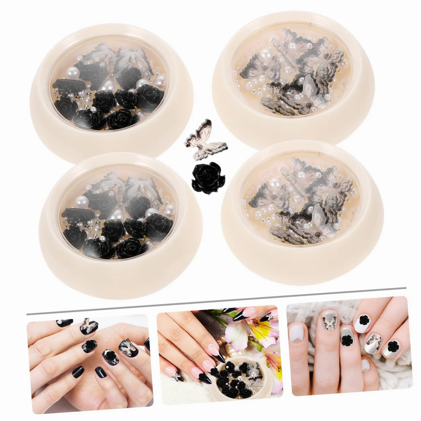 4 Set Decorazione Floreale Per Unghie Decorazioni Unghie Decorazioni Per Unghie - Accessori Per Nail Art Adesivo Perle Per Unghie Forniture Per Unghie Resina 4 Scatole*4