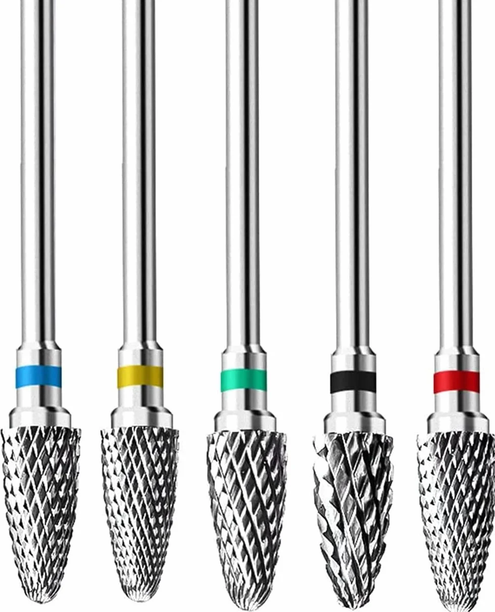 LATRAT 5 pezzi Set punte fresa unghie acrilico 2,35 mm tungsteno nail art manicure pedicure