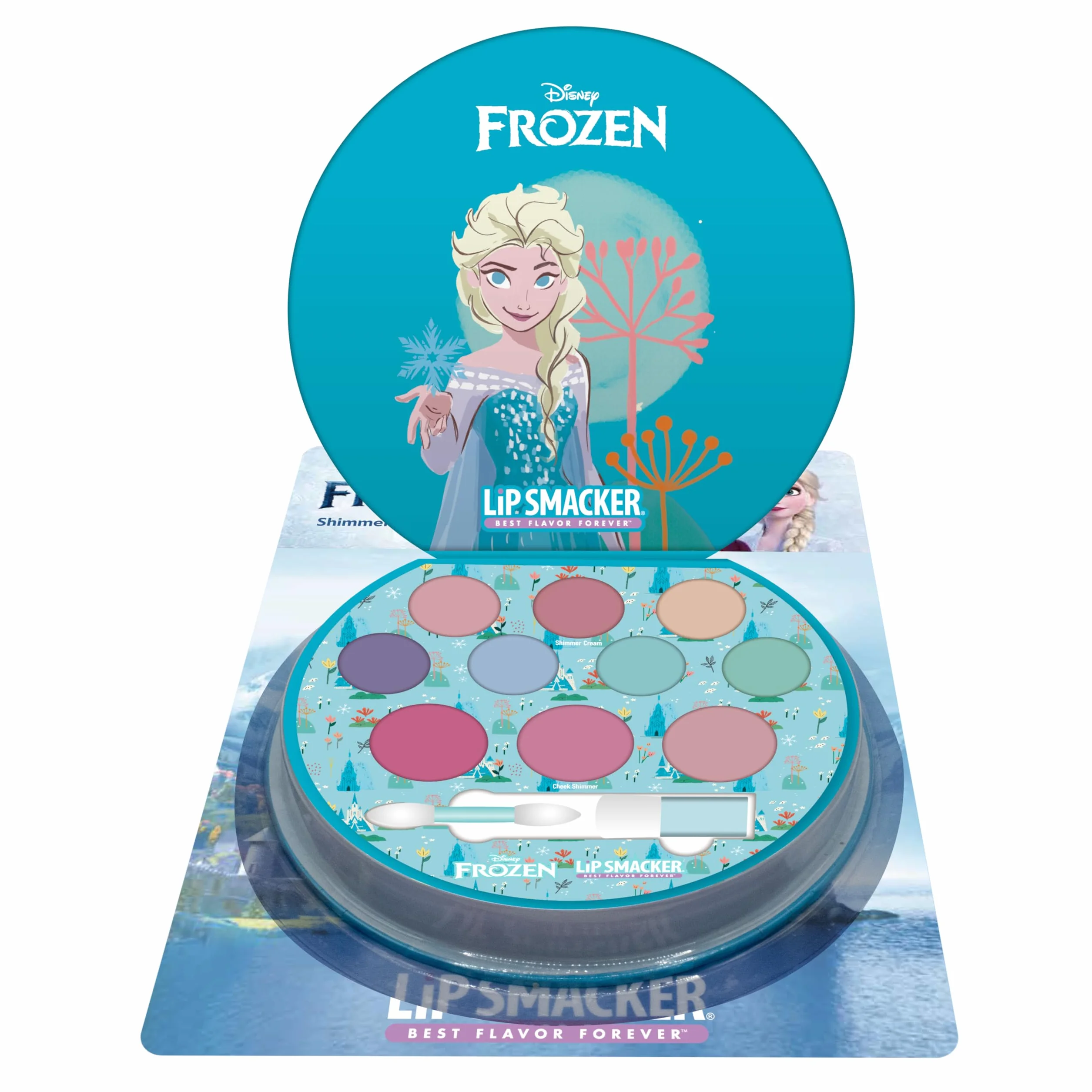 Lip Smacker Frozen Shimmer Color Palette, Set Trucchi Bambina di Frozen in 12-Pezzi, Creme Scintillanti, Pennelli per Fard e Trucco, Trucchi Bambina per un Divertimento Senza Fine, Regali Frozen