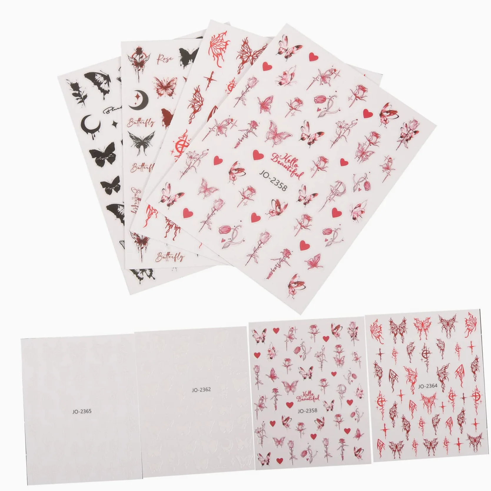 5 Set Adesivo A Farfalla Scuro Gel Nail Stickers Gel Nails Stickers Adesivi Decorativi Unghie Foil Unghie Etichetta Carino Uv Adesivi Per Unghie Decalcomanie Per Unghie 12 Fogli*5