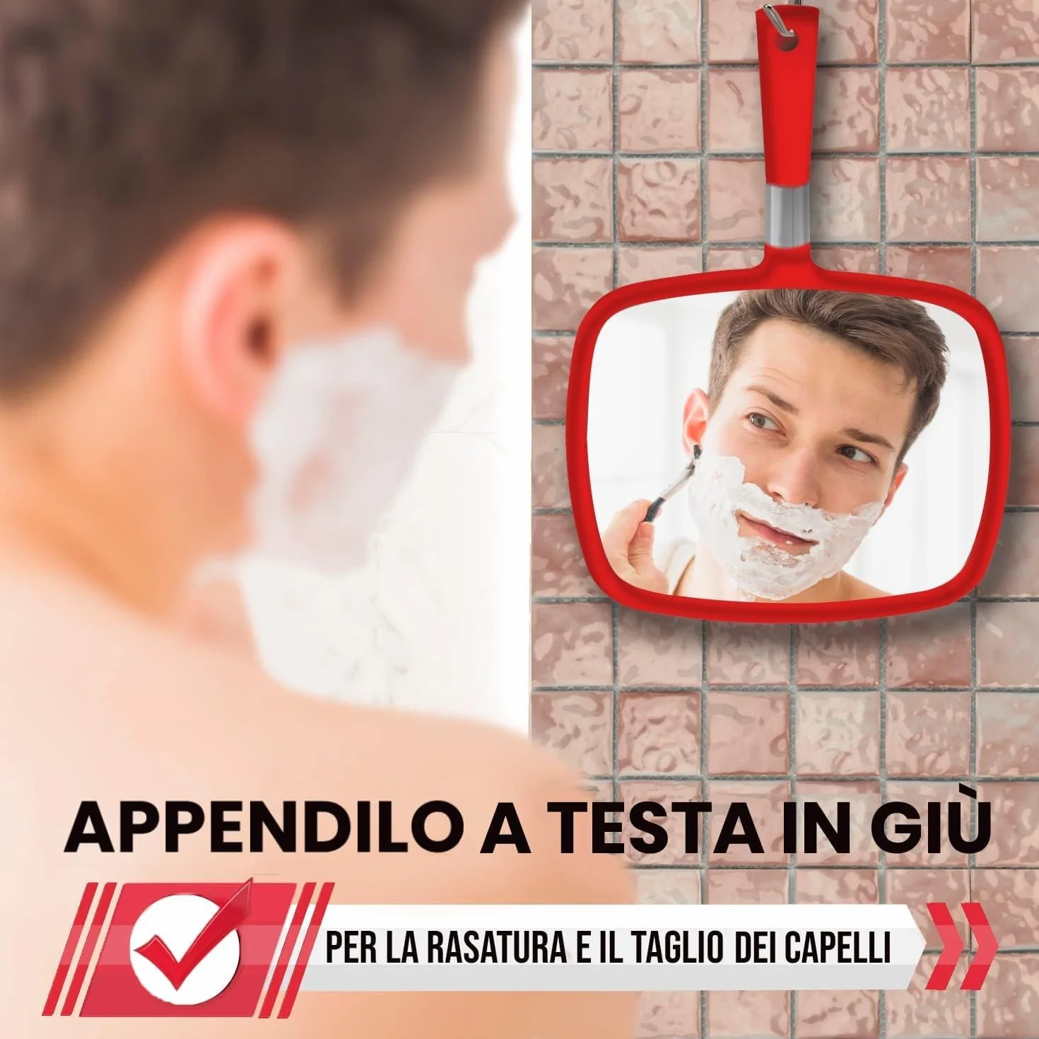 Mirrorvana Specchio a mano professionale con manico per parrucchiere, barbiere, salone di bellezza e trucco, 23 x 20 cm