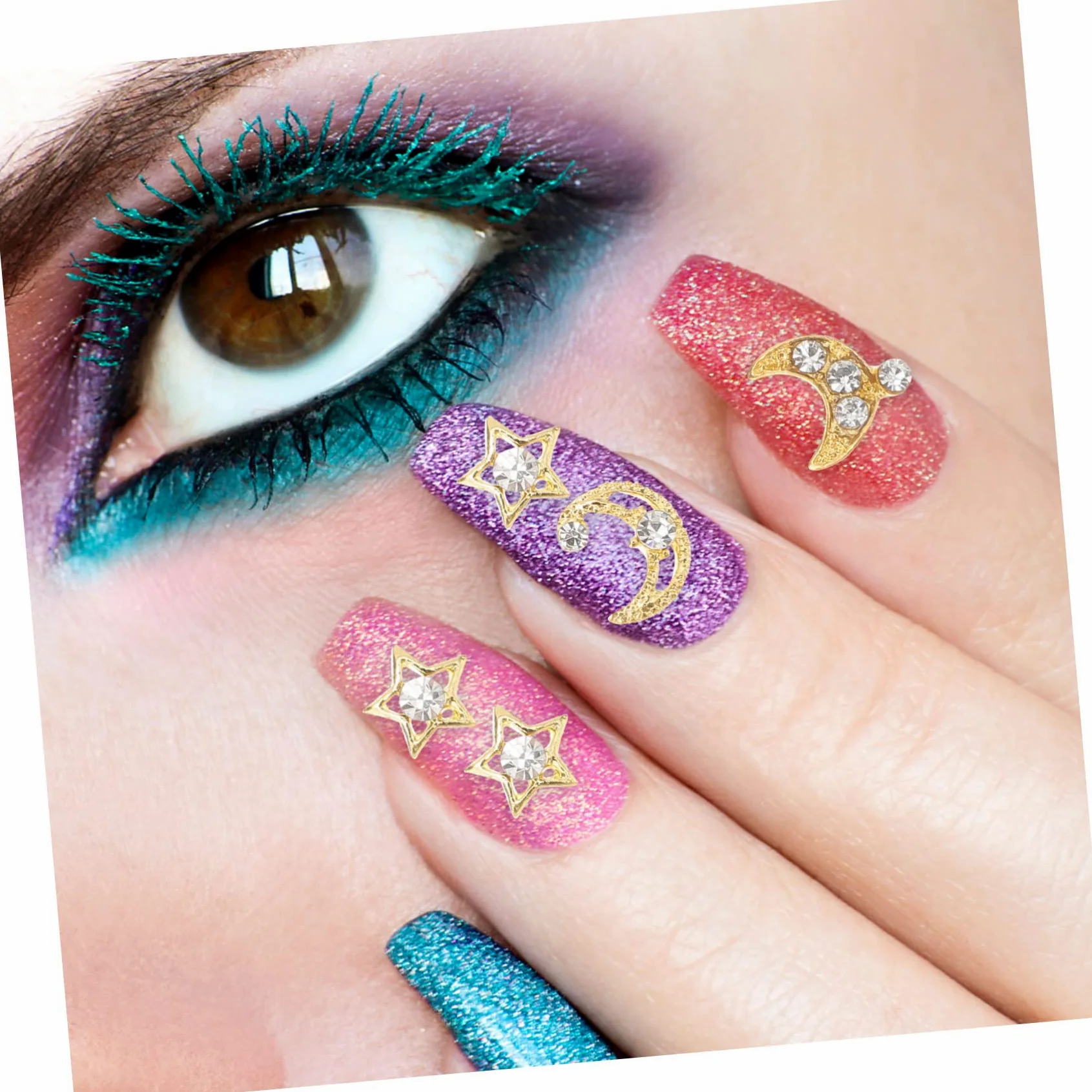 SHERCHPRY 4 Set Ciondoli Unghie Metallo Decorazioni Per Nail Art Accessori Glamour Per Unghie Con Facili Applicare E Personalizzare 30 Pezzi*4