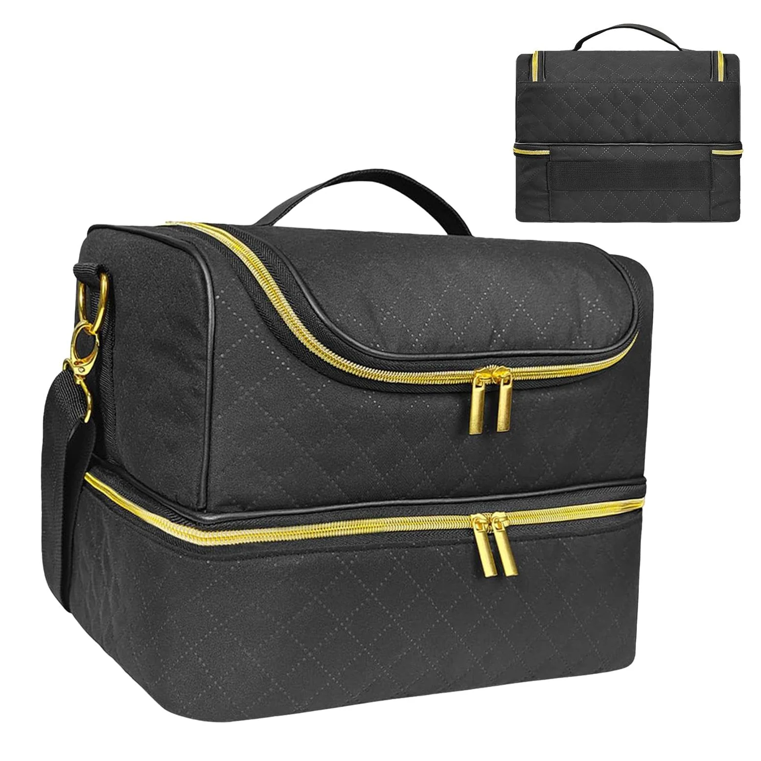 Organizer per smalto gel, borsa da viaggio per smalto per unghie | a doppio strato, contiene 60 bottiglie e asciugatrice, contenitore per oggetti e strumenti per manicure, robusto e compatto,