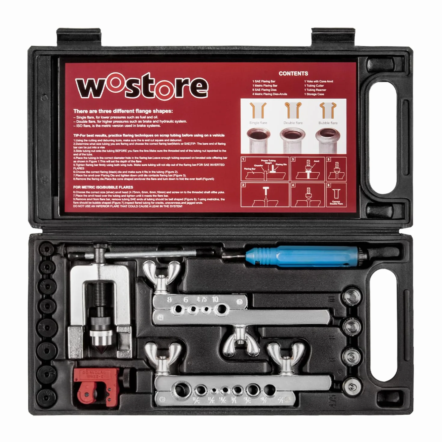 Wostore Kit svasatura tubo freno svasature singole doppie SAE bolla ISO taglierina tubi alesatore 3/16-5/8" 7 misure