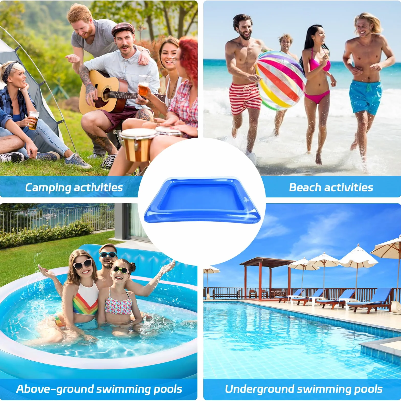 Pediluvio Gonfiabile per Piscina, Bacinella Gonfiabile per Pediluvio, Vaschetta Lavapiedi per Piscina con Pompa dell'aria, Accessori per Scale di Ingresso Piscina, Piagge (D)
