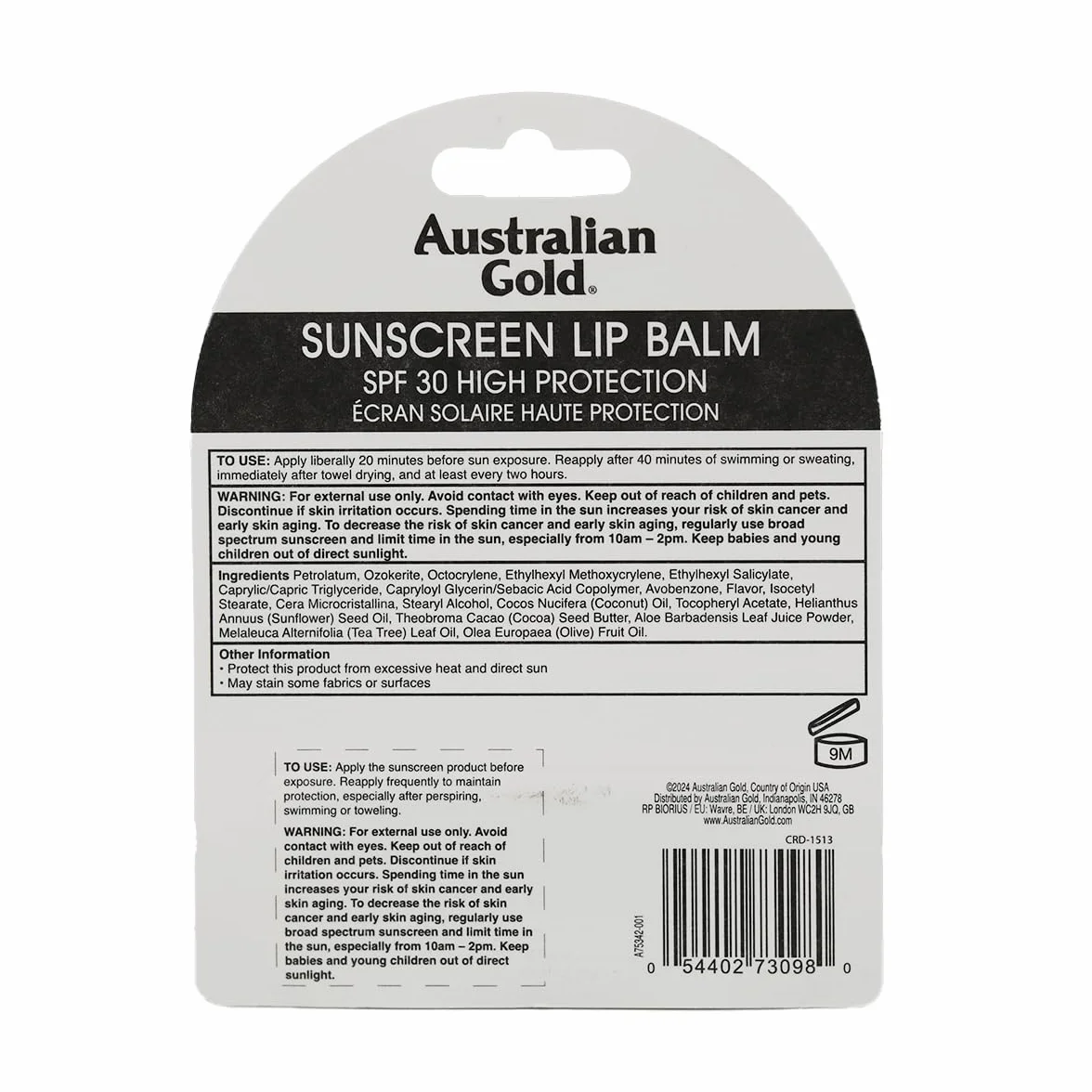 SPF 30 Lip balm blister