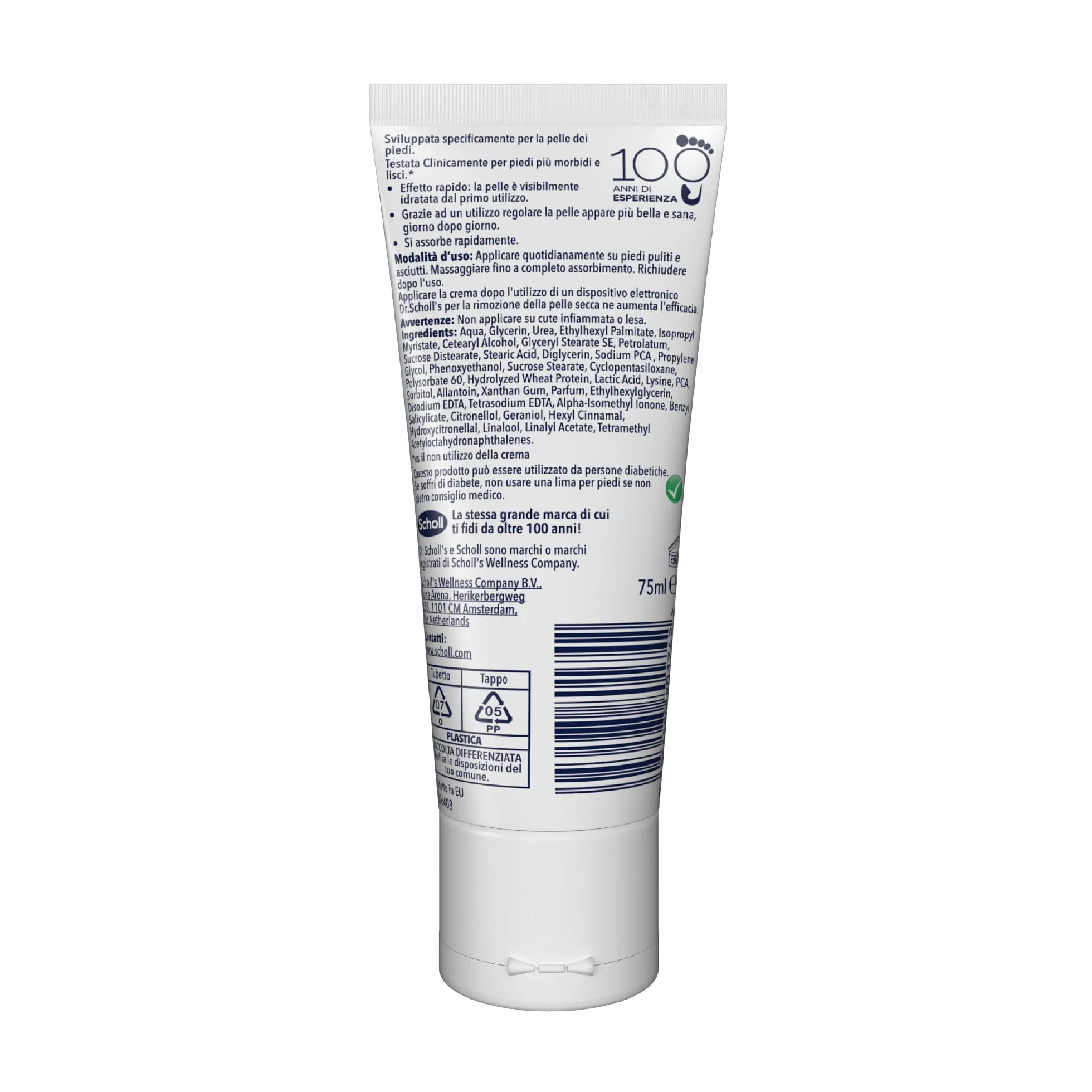 Dr. Scholl's Crema Hydration Boost, Crema Piedi Arricchita con Urea, Glicerina e Skin Conditioning Complex per Idratare la Pelle Secca Idratazione Profonda per Piedi più Morbidi e Lisci, 75ml