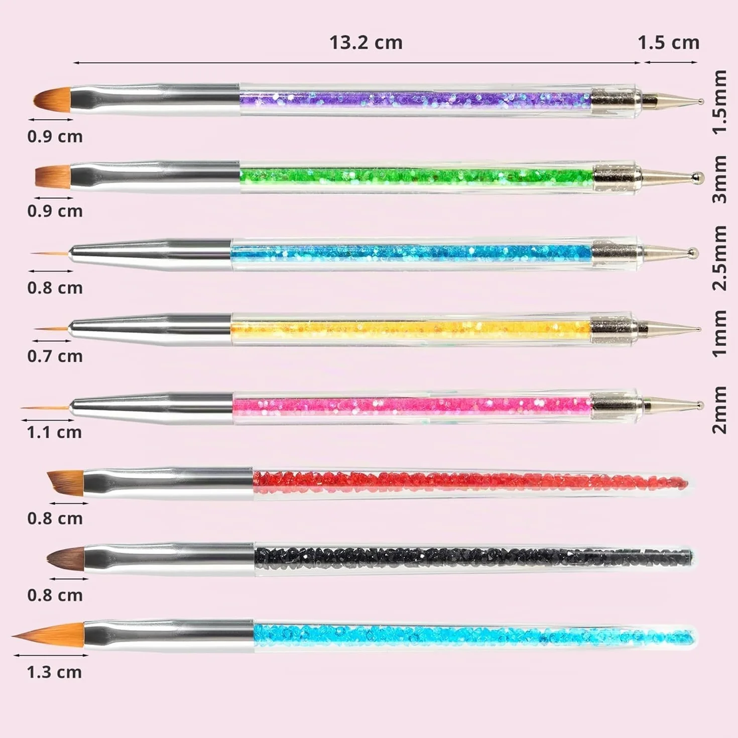 Nail Art Dotting Pen 8 pz doppia estremità con spazzola spugna per manicure french e gel UV