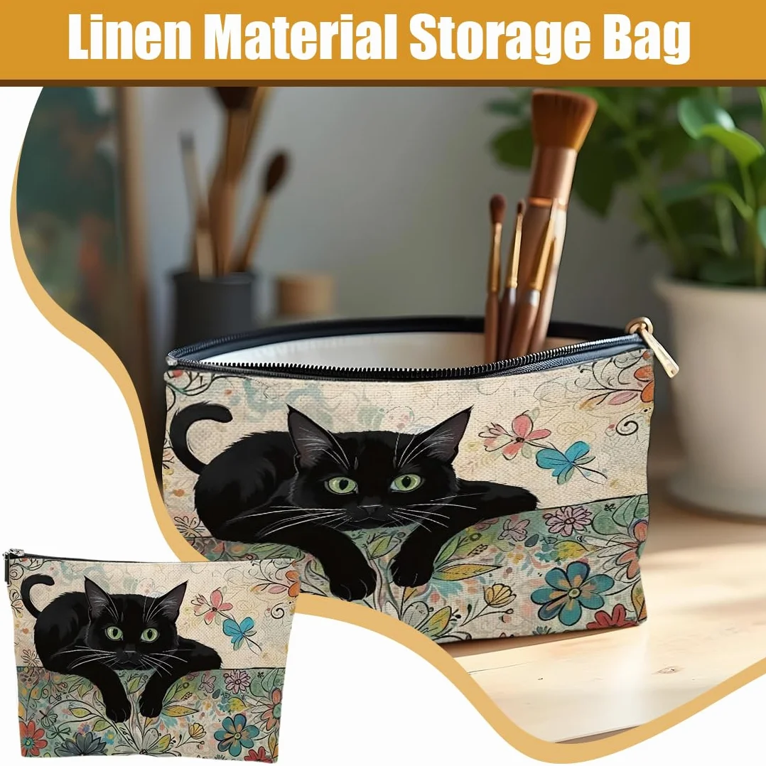 Beauty Case da Viaggio, Borsa da Toilette da Viaggio, Borsa Cosmetica per Gatt, Borsa per Cosmetici, Pochette Donna Trucchi, Borse Trucco Floreale per Donne Ragazze (A)
