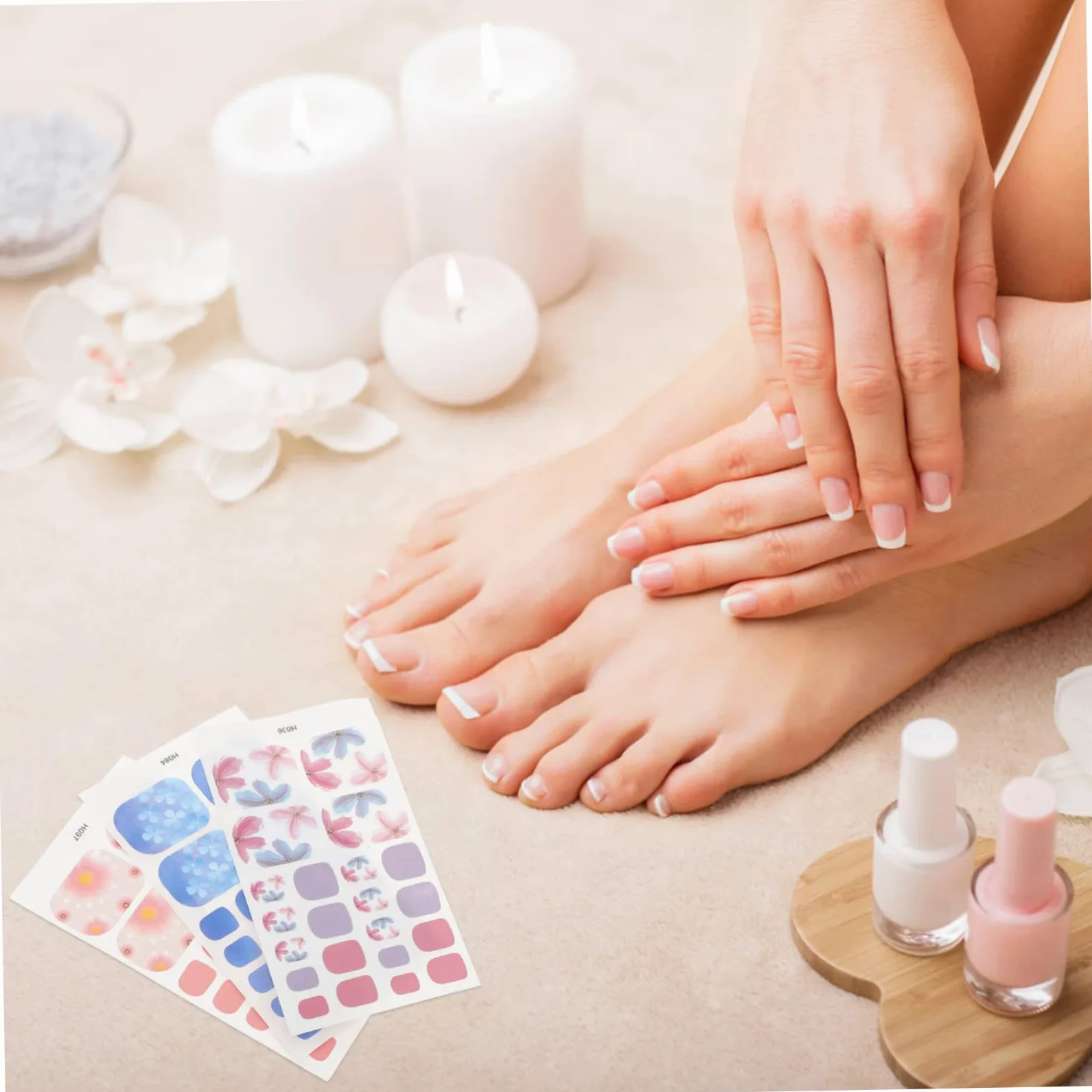 PACKOVE 5 Set Adesivi Per Unghie Dei Impermeabili Decorazioni Per Manicure Te Nail Art Stickers Per Donne E Ragazze Facili Applicare E Rimuovere 6 Fogli*5