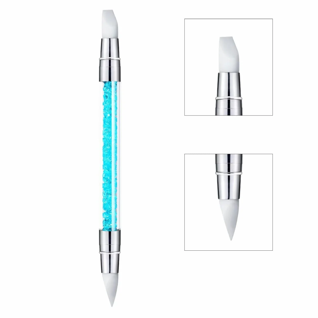 Penna per scultura per nail art, 5 pezzi, strumenti per unghie in silicone a doppia punta per resina, pennelli in silicone, penna acrilica, pennelli per nail art, nail art intaglio, disegno