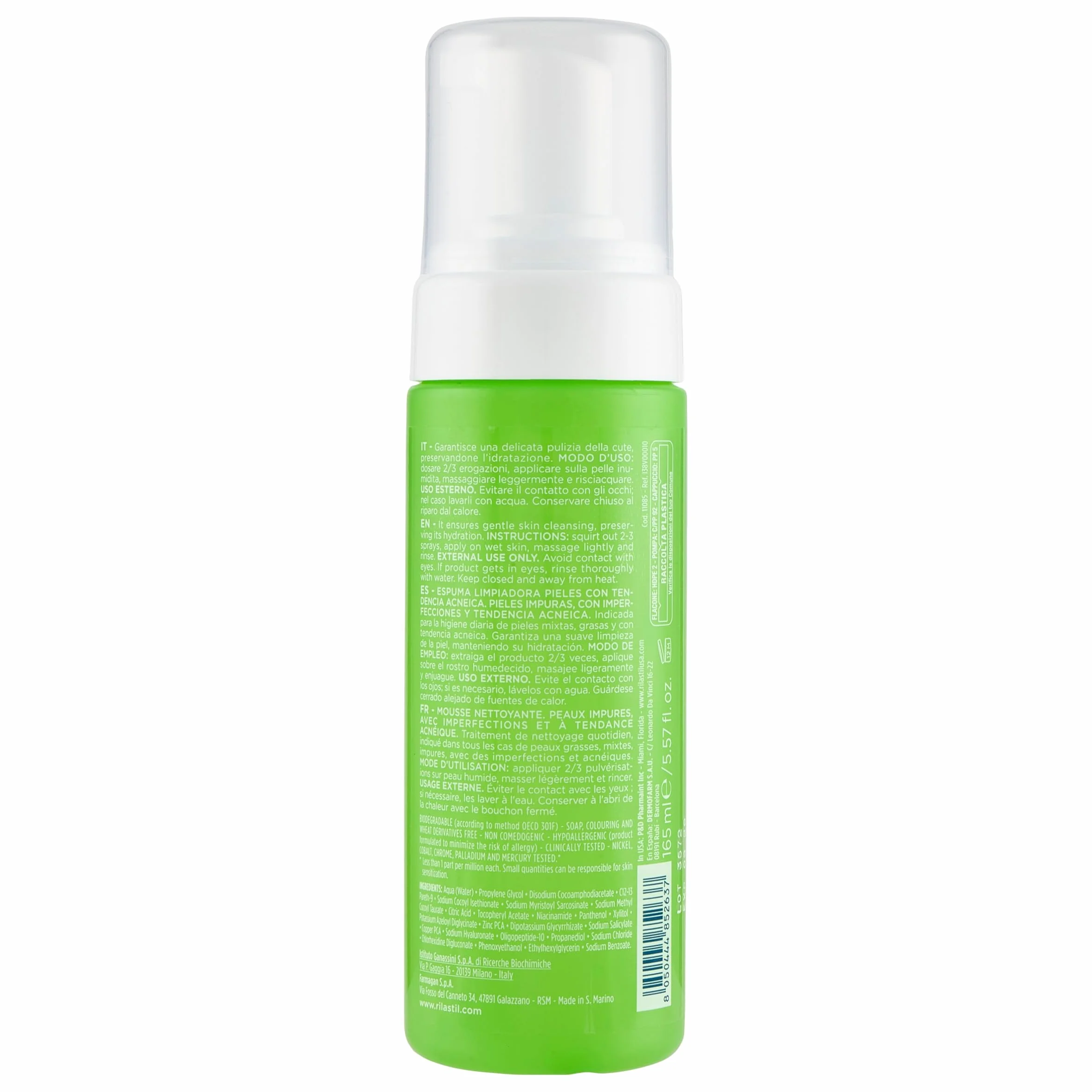 Rilastil Acnestil Mousse Detergente, Formula Delicata, Pelli con Tendenza Acneica, Confezione da 150ml
