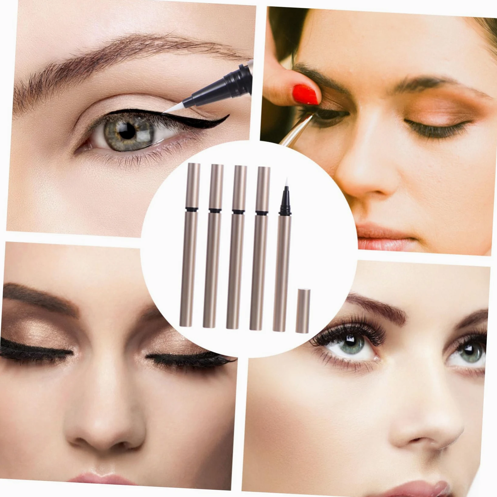 5 Pezzi Tubetti Vuoti per Eyeliner Liquido da 1ml in Plastico Oro, Contenitore Portatile per Penna Eyeliner Ricaricabile per Saloni di Bellezza