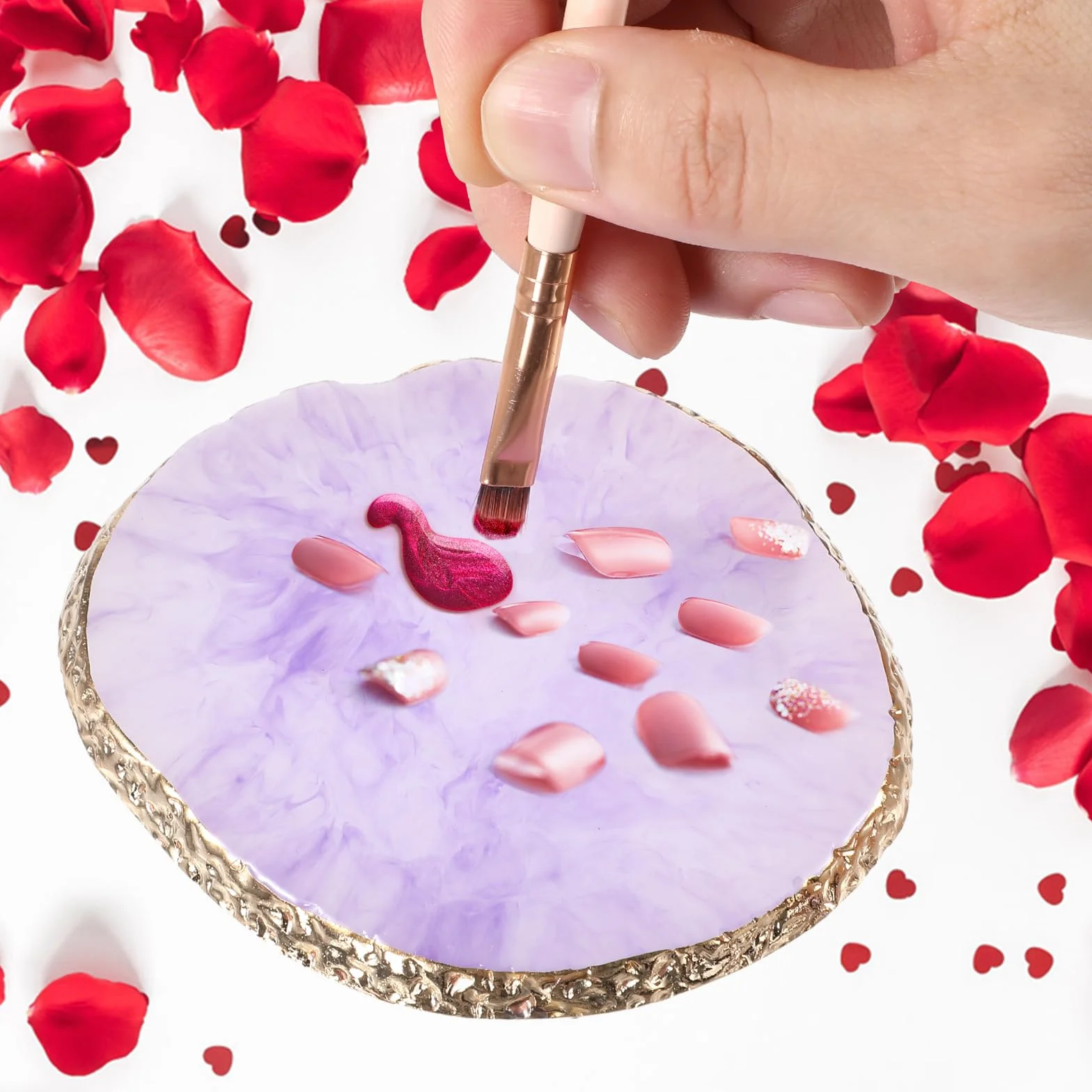 WLLHYF Tavolozza per nail art, in resina, per nail art, mista, irregolare, piastra per il trucco, per nail art, colore dipinto a mano (viola)