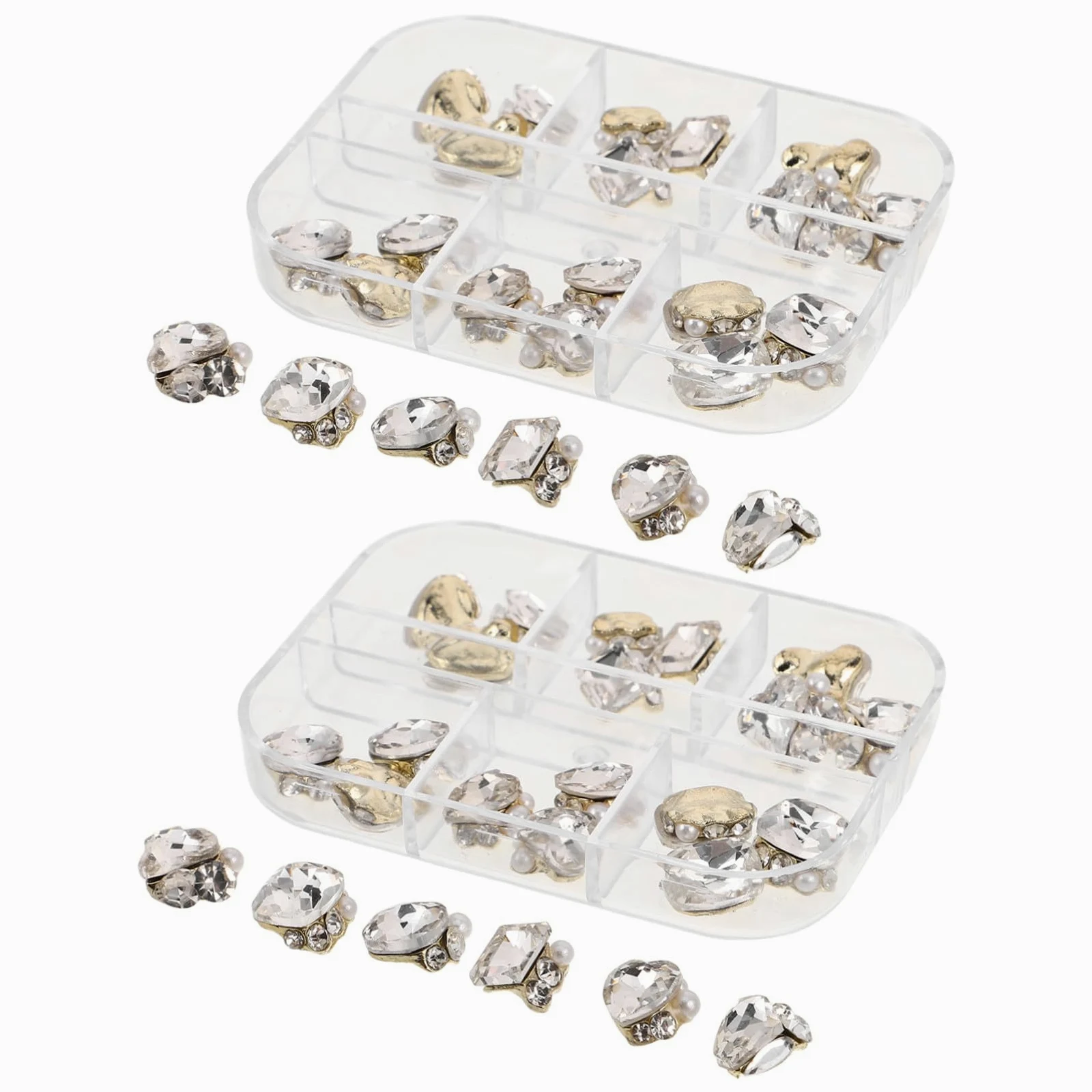 144 Pezzi Nail Glass Rhinestones Kit Trasparenti Flatback Charms per Creazioni Gioielli e Decorazioni Nail Art DIY