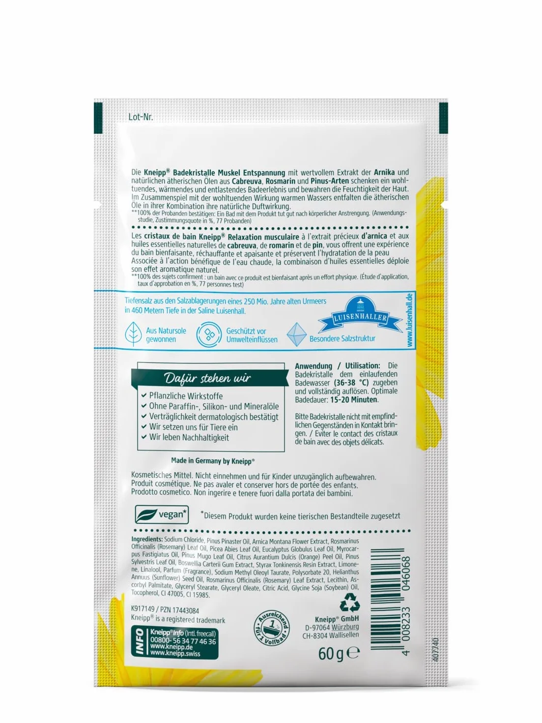 Kneipp bagno cristalli articolazioni e muscoli ben, 60g