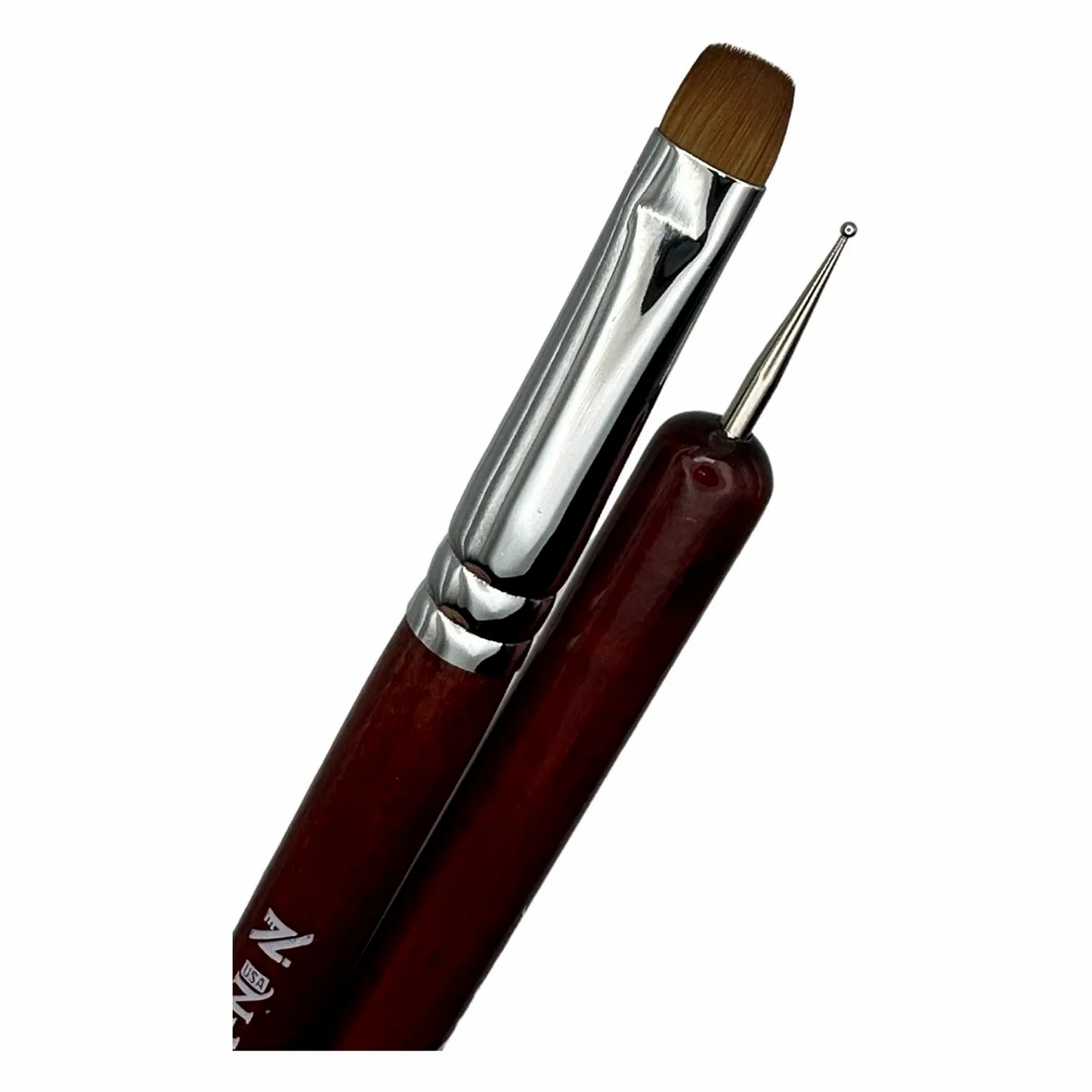 Set di 2 pennelli in zibellino: professionale in acrilico per manicure francese, pennello per pulizia e penna per punteggiatura delle unghie, strumenti essenziali per nail art di precisione e