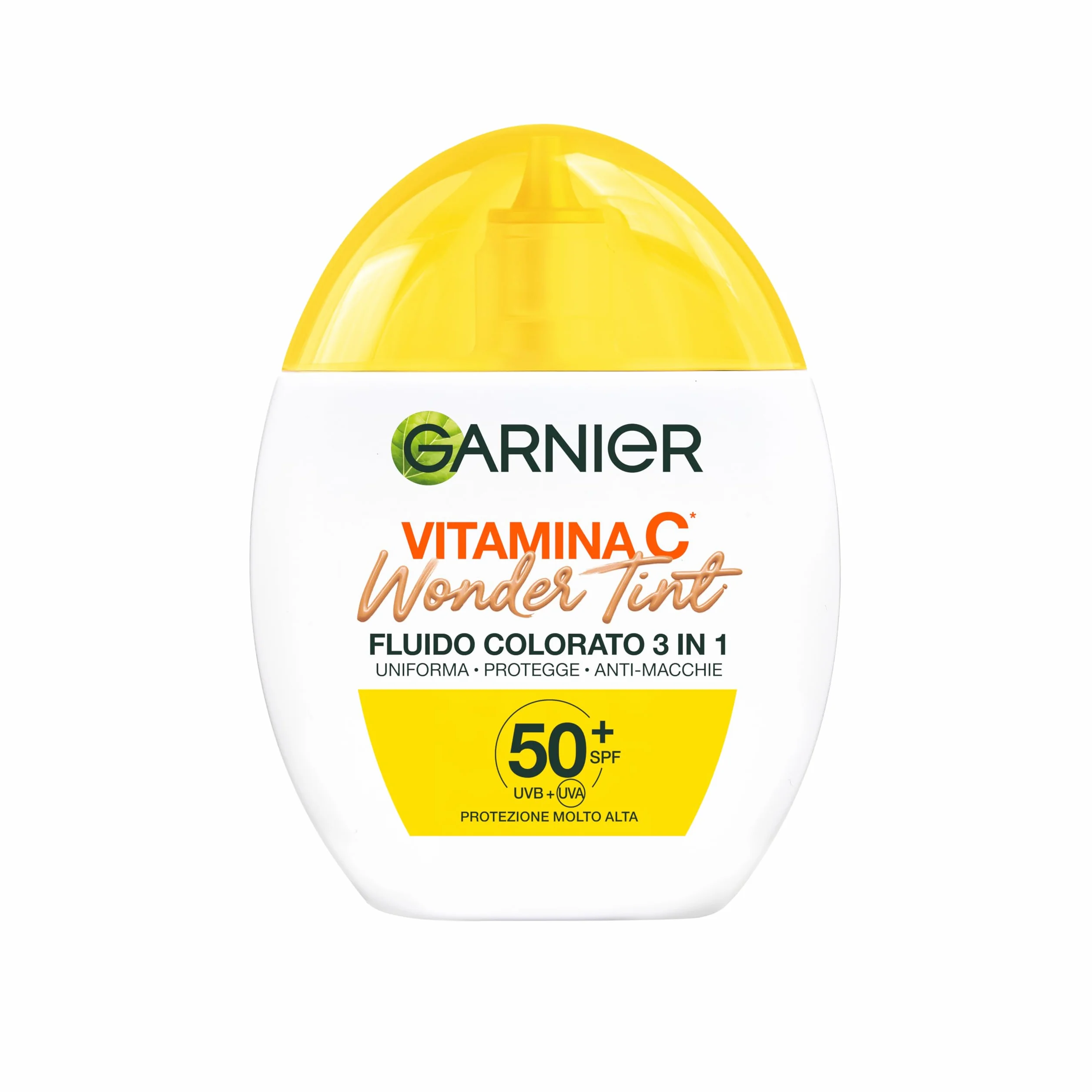 Garnier Fluido Colorato 3 in 1 Wonder Tint Vitamina C, Per Tutti i Tipi di Pelle, Protezione Solare SPF50+, Pelle Uniformata e Protetta, Macchie Ridotte, Tonalità: Medium, 40 ml