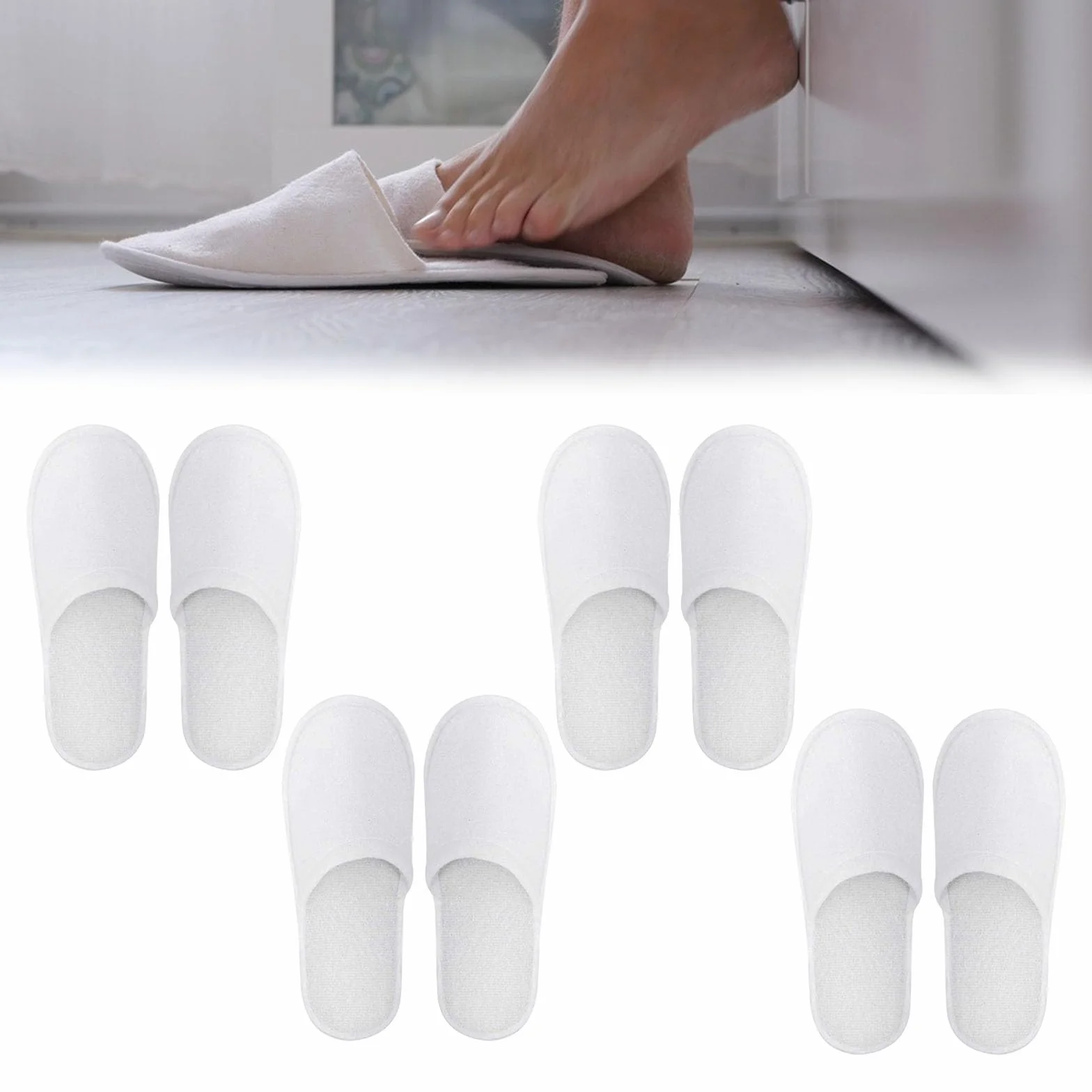 Comioke Pantofolea e Getta Antiscivolo, Pantofole Chiuse, Pantofole in Spugna Premium, Ciabatte Monouso per Hotel, Spa, Casa, Viaggi, Unisex, Lavabili, Misura Universale, 4 Paia