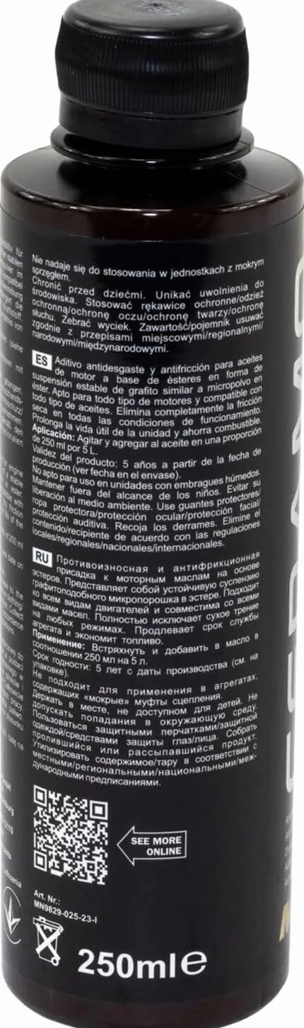 Additivo per Olio Motore Ceramo Ester 250 ml, Ceramico, Protezione Motore Benzina/Diesel/Gpl/Metano/Hybrid
