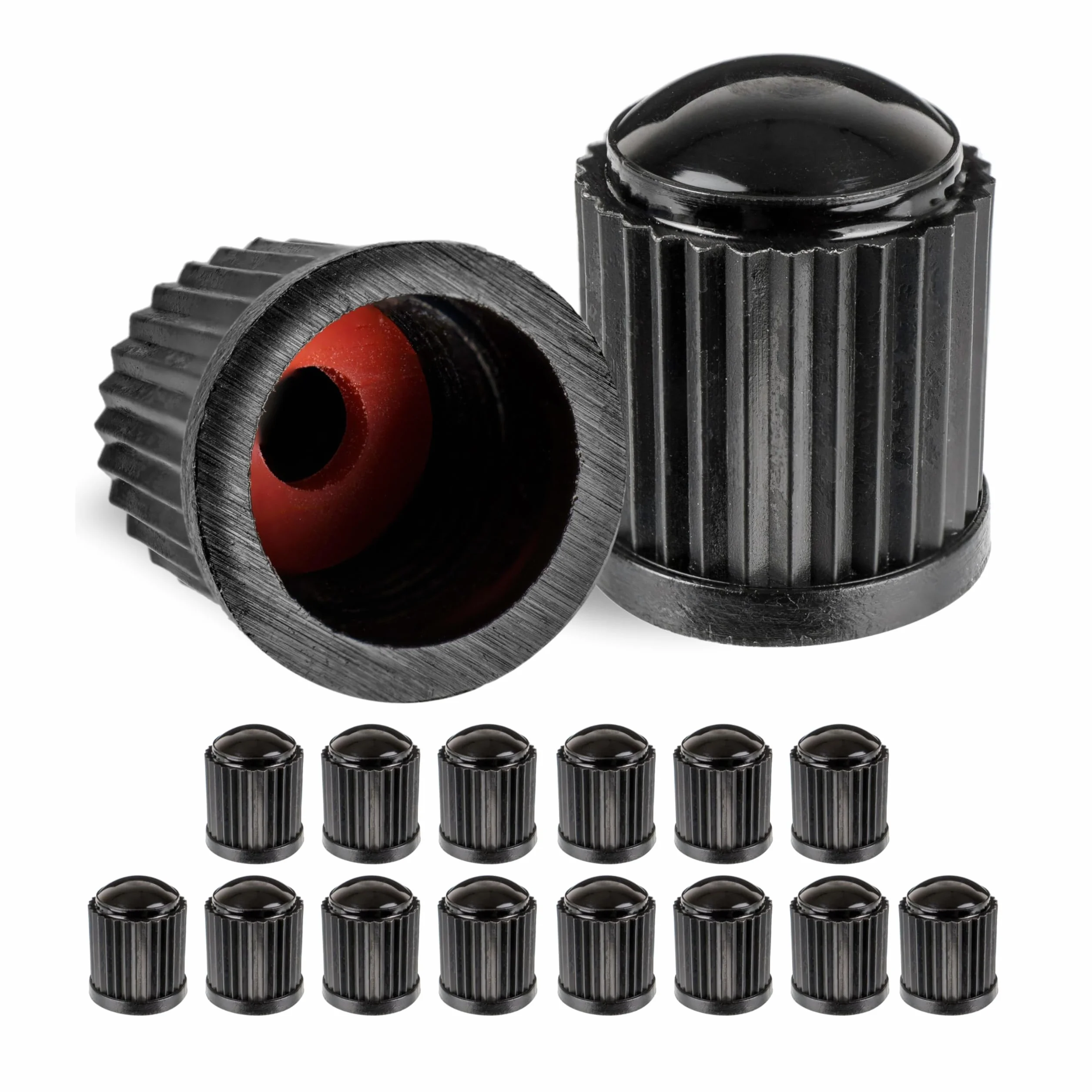 Tappo Valvola ABS 16 Pezzi Nero Copripolvere Guarnizione Auto Moto Rimorchi Biciclette