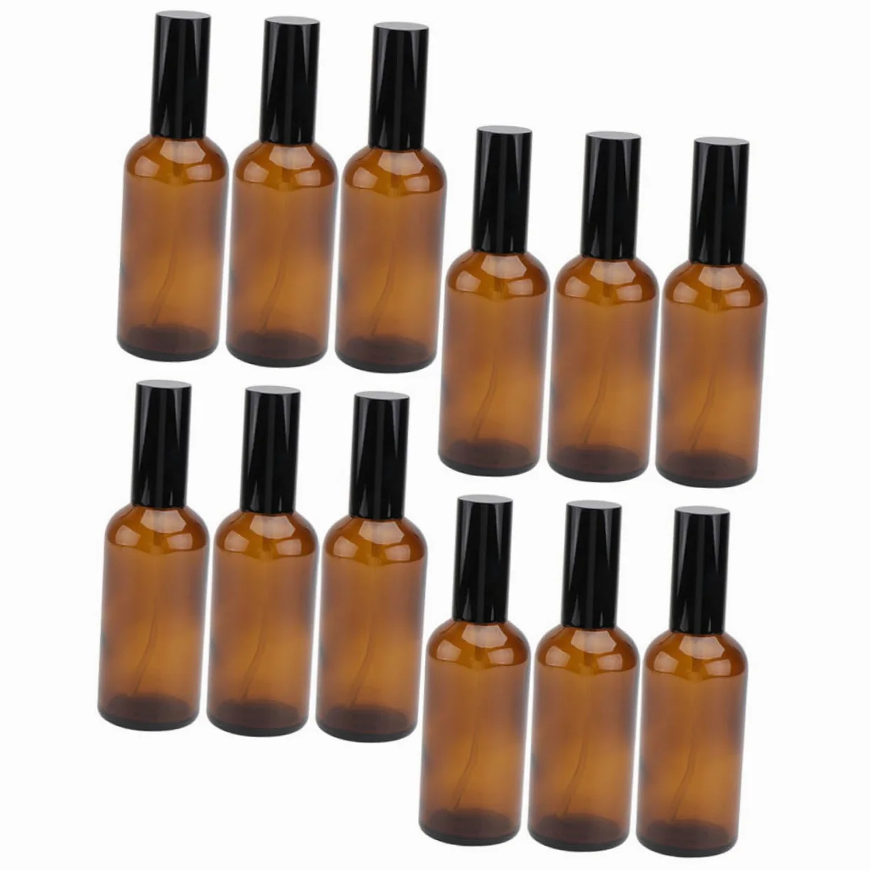 BESTYASH 12 Bottiglie Spray in Vetro Ambrato da 30ml Riutilizzabili Design Antigoccia per Viaggi e Uso Quotidiano Set di Flaconi Spray Essenziali per Olio