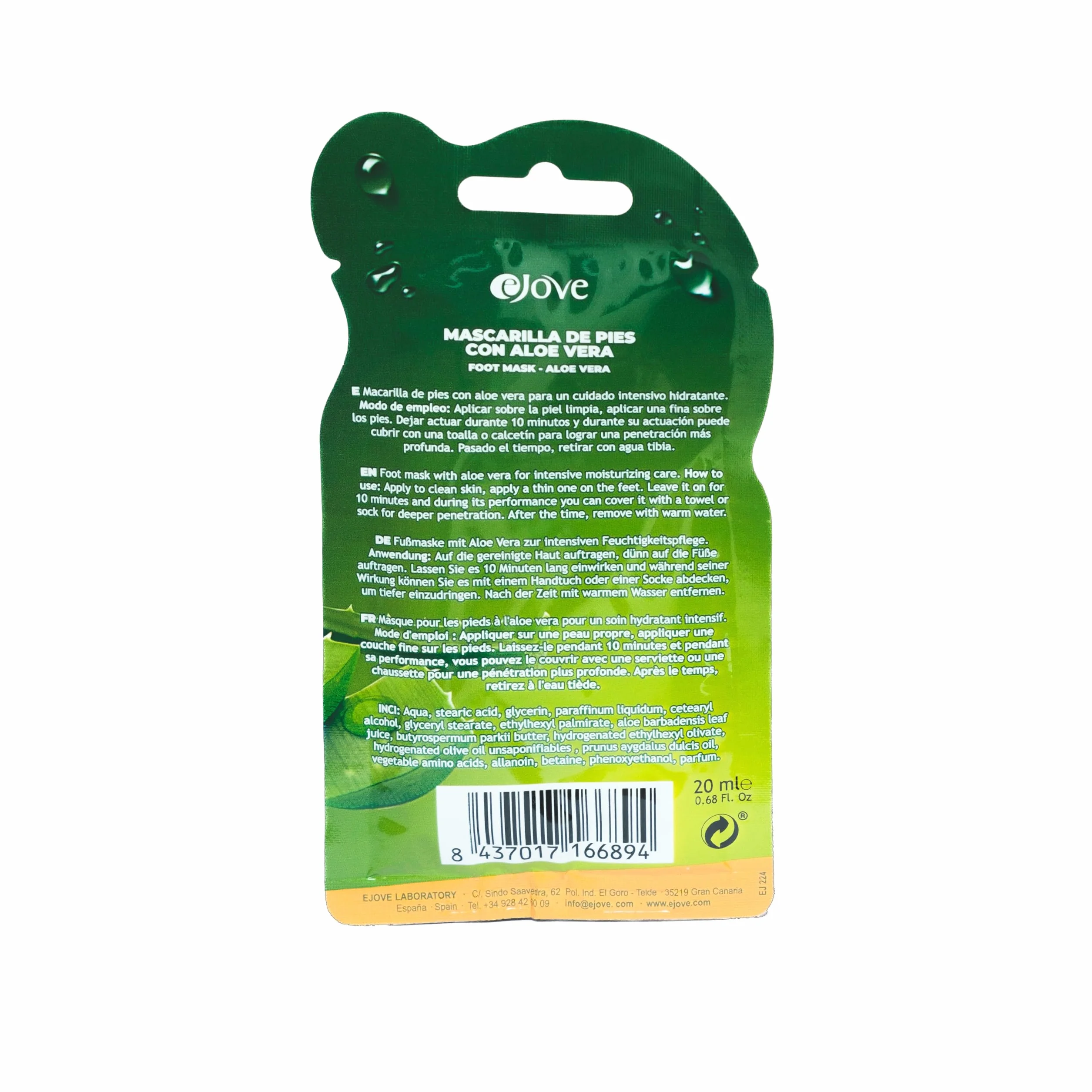 Ejove Maschera per i piedi con estratto di aloe | Idrata, ammorbidisce e condivide la pelle | Ideale per tacchi screpolati e piedi secchi e asperi | Maschera esfoliante e peeling