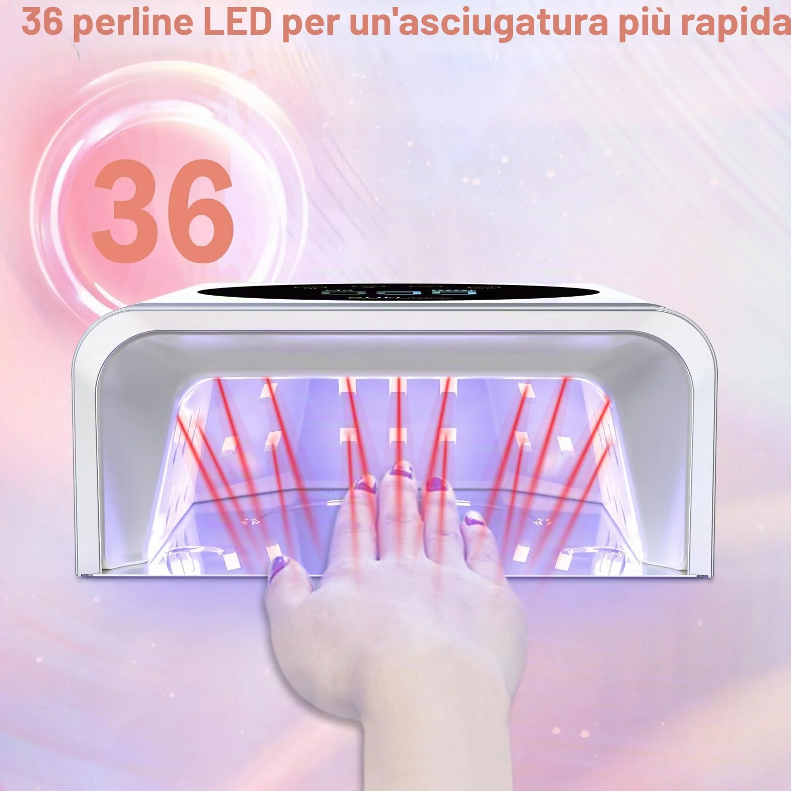 NAILGIRLS Lampada UV LED Unghie 150W Professionale con Sensore Automatico e Display LCD 4 Timer