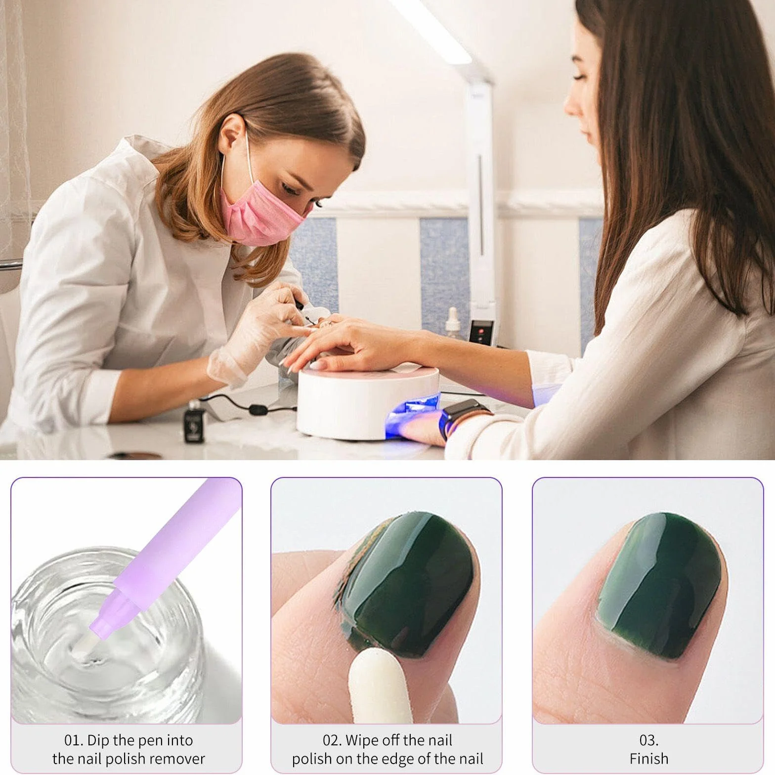 Penna Per Strumenti Per La Pulizia Delle Unghie Da 8 Pezzi, Penna Per La Correzione Dei Bordi Delle Unghie, Penna Per La Pulizia Dello Smalto Multifunzione, Strumento Per Nail Art.