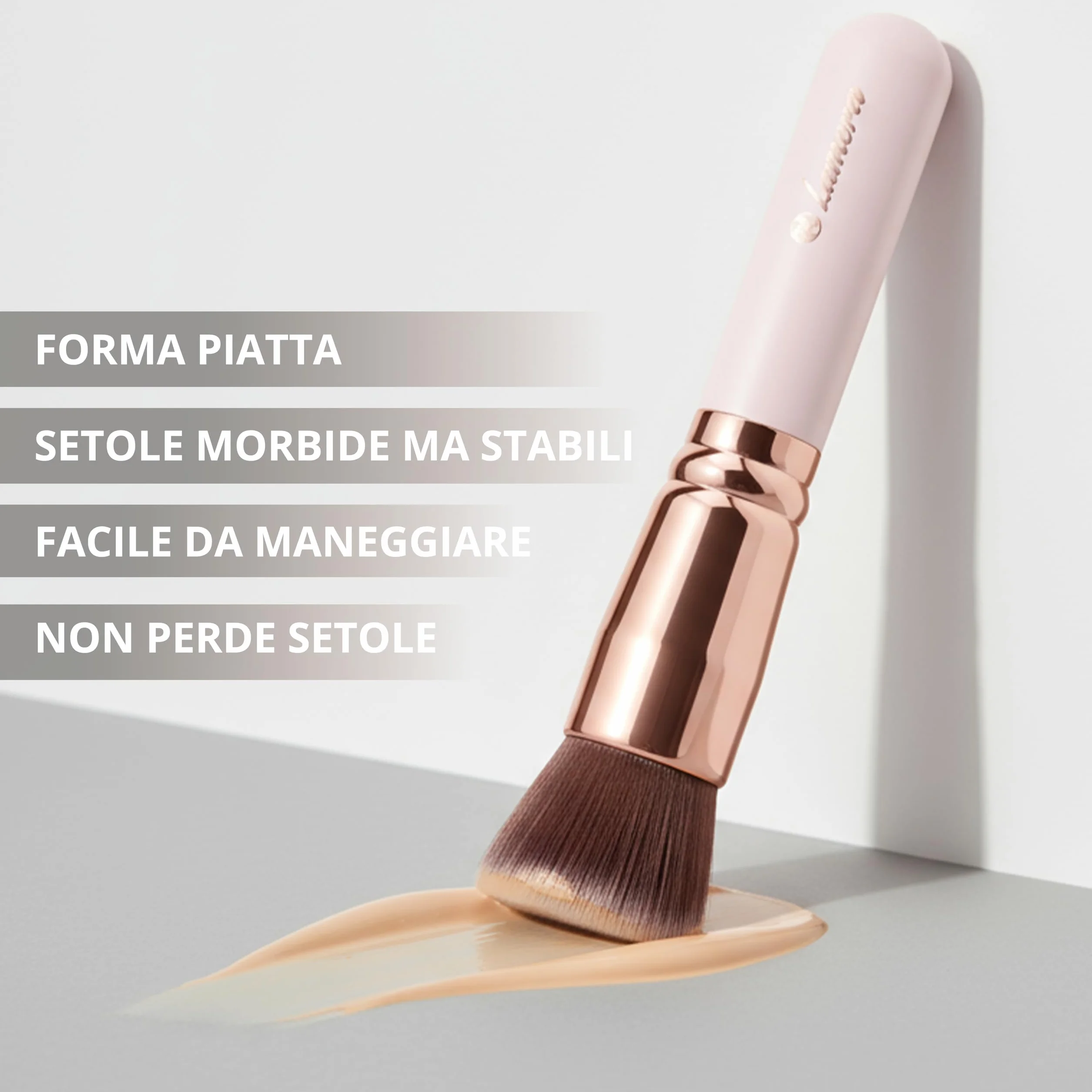 Pennello Flat Top Kabuki Viso per Fondotinta Liquido, Cipria, Crema Minerale - Setole Sintetiche Professionali