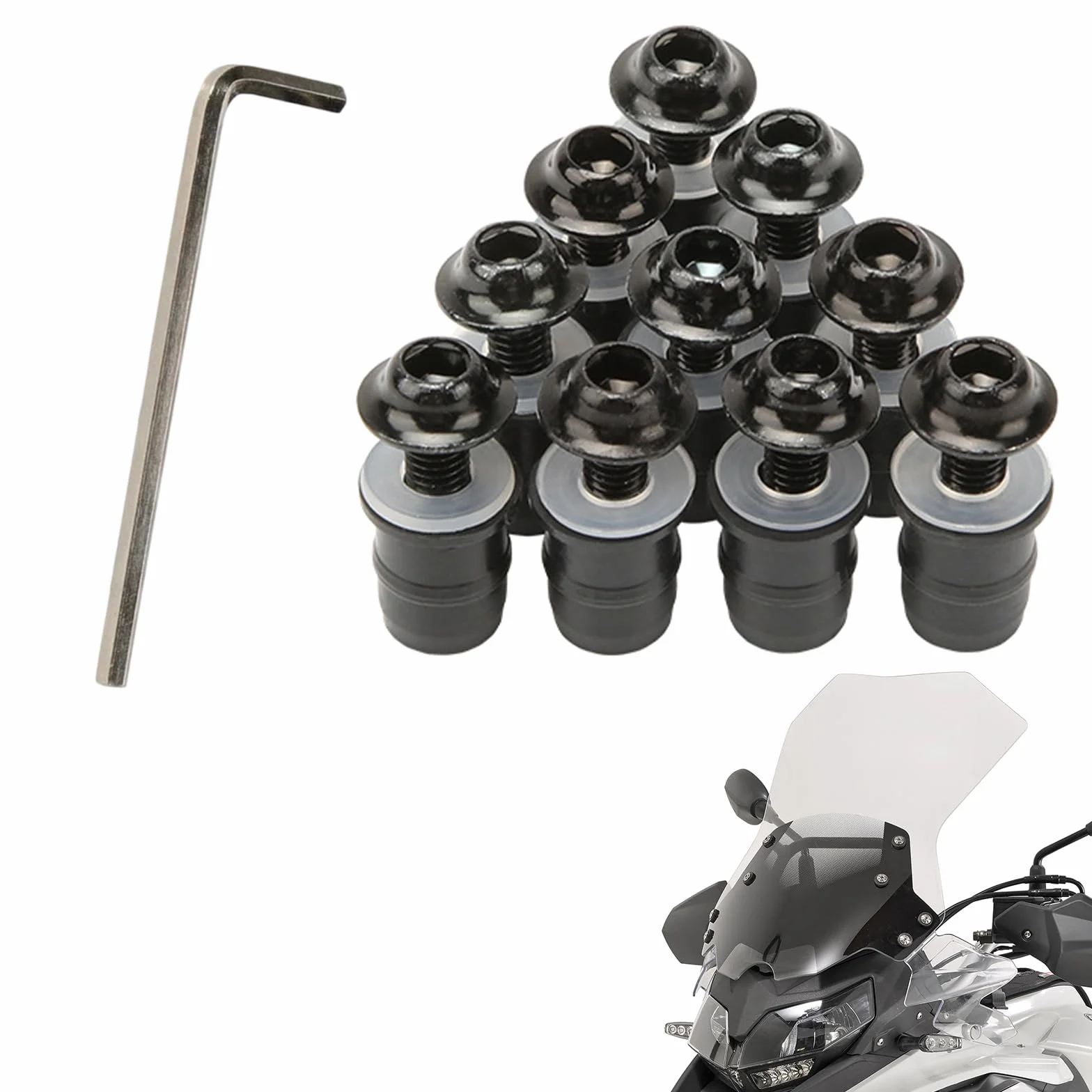 Parabrezza Vite Bulloni Kit Universale M5x16mm Moto 10 Pezzi Nero