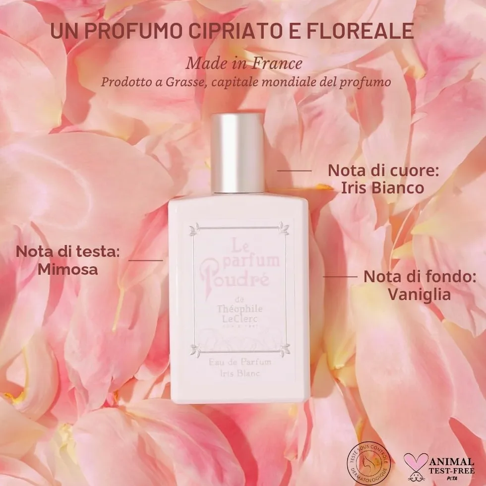 T. LeClerc – Le Parfum Poudré Frangipanier – Fleur de Frangipanier, Neroli e Vaniglia – Eau de Parfum Donna – 50 ml – Lunga tenuta – Made in France à Grasse (Iris Blanc Powder)