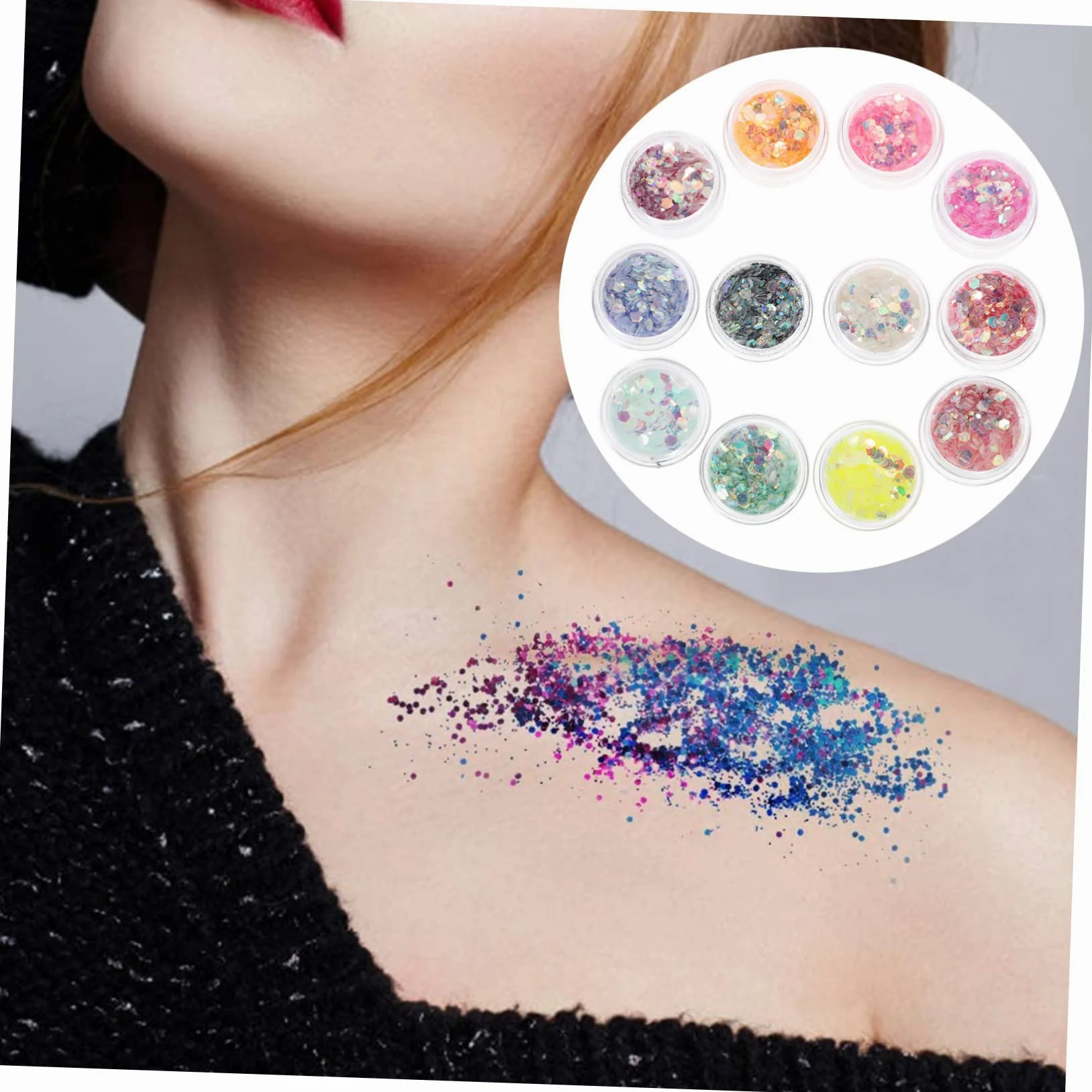 MAGICLULU 48 Scatole Glitter Gel Corpo Olografico Sirena Fiocchi Trucco Degli Occhi Ombretto Trucco Ombretto Sirena Paillettes Liquido Corpo Viso Chiodo Paillettes Fai Da Te Chiodo Fluido