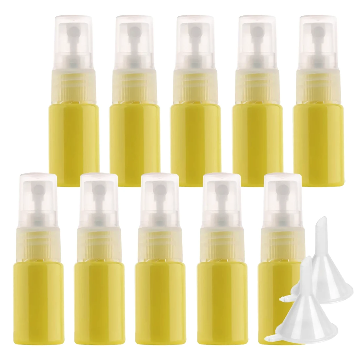 100 Pezzi 10ml Giallo plastica flacone spray Con Sprayer Mini Flacone Spray Portatile Riutilizzabile per Nebbia, Bottiglia di Profumo, Cosmetica, Viaggio