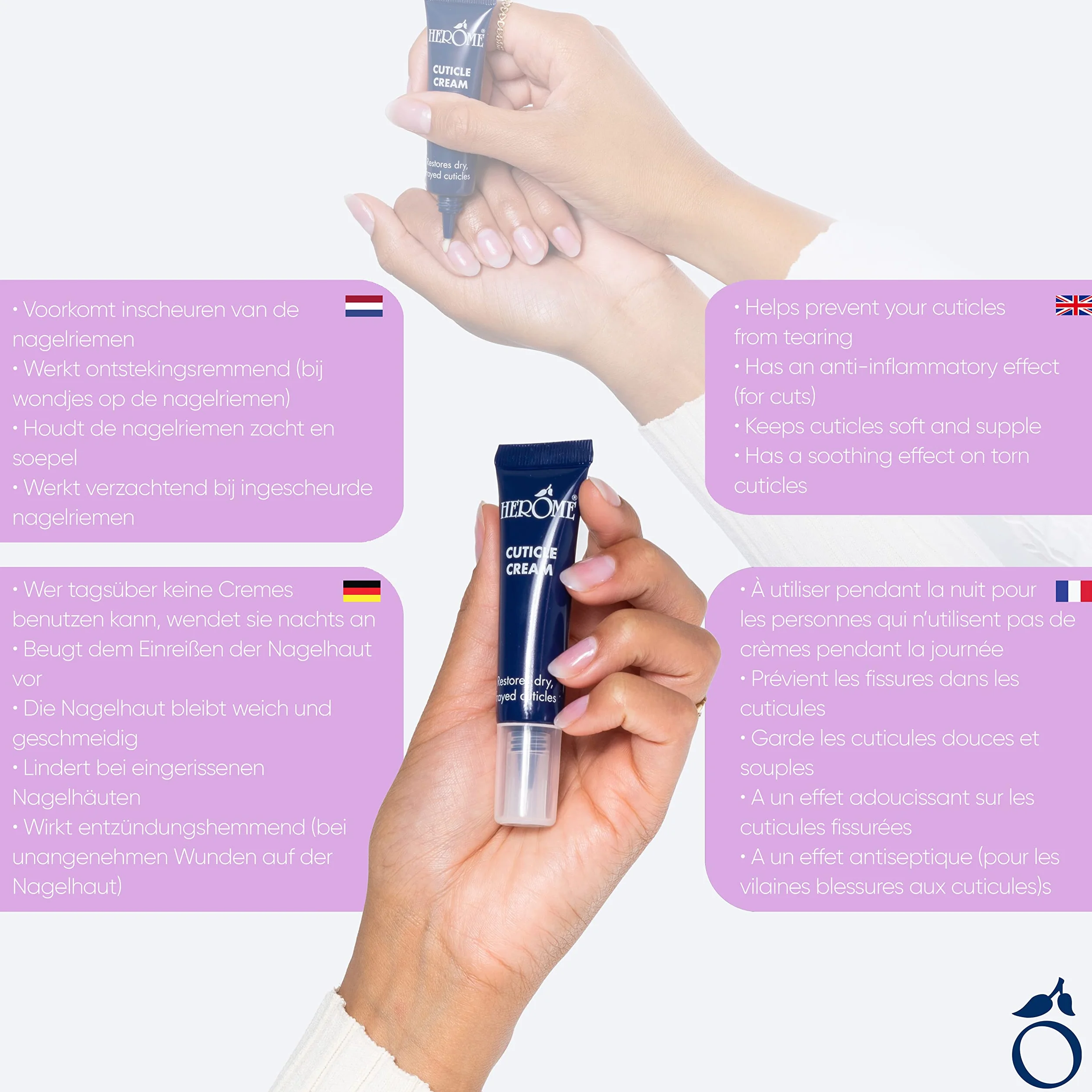 Herome Crema Riparatrice per Cuticole - ripristina le cuticole secche e danneggiate con effetti antinfiammatori - 13.5ml.