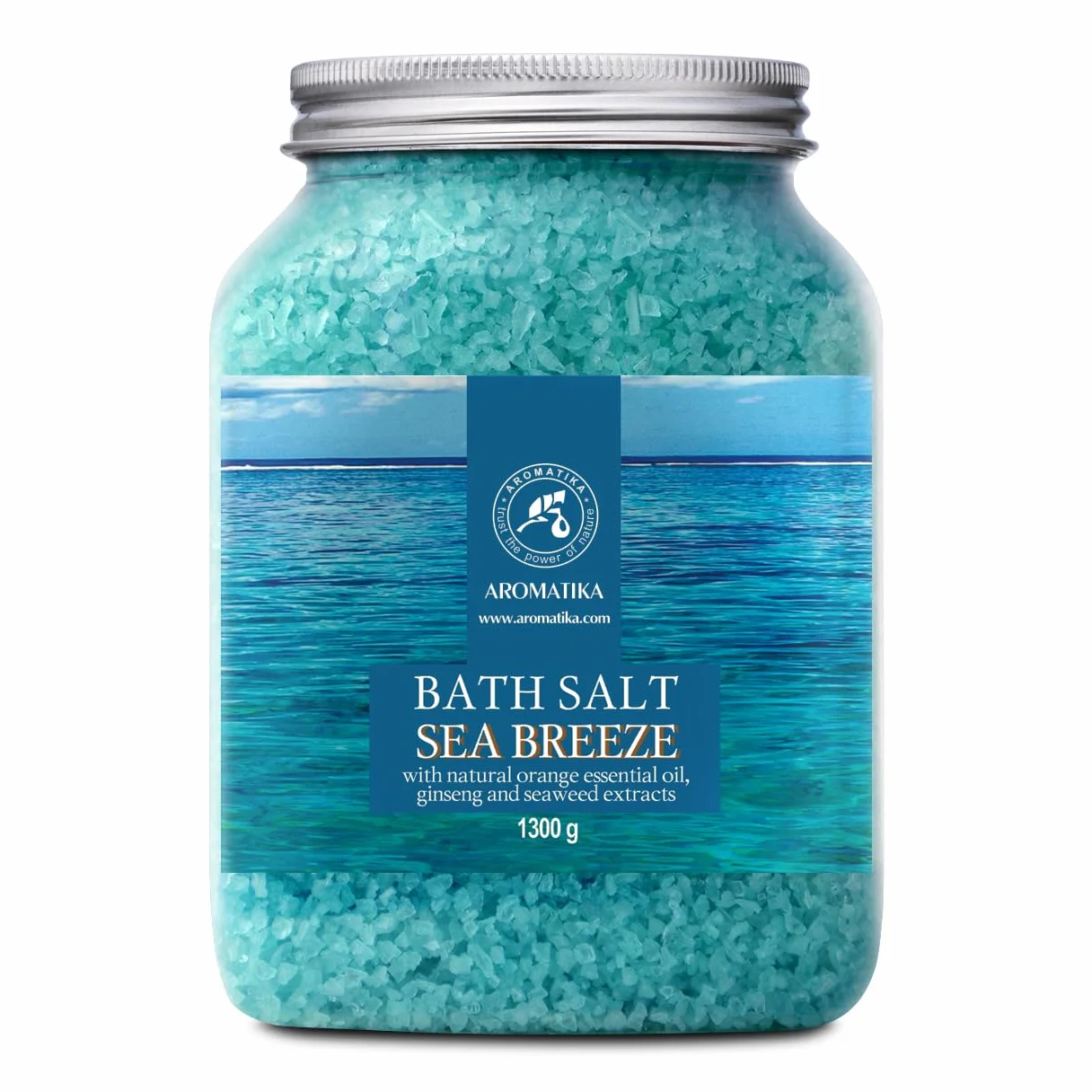 Sali da Bagno Brezza Marina 1300g - con Olio Essenziale di Arancia - Estratti di Ginseng & Alghe - per un Buon Sonno - AntiStress - Bellezza - Cura del Corpo - Benessere